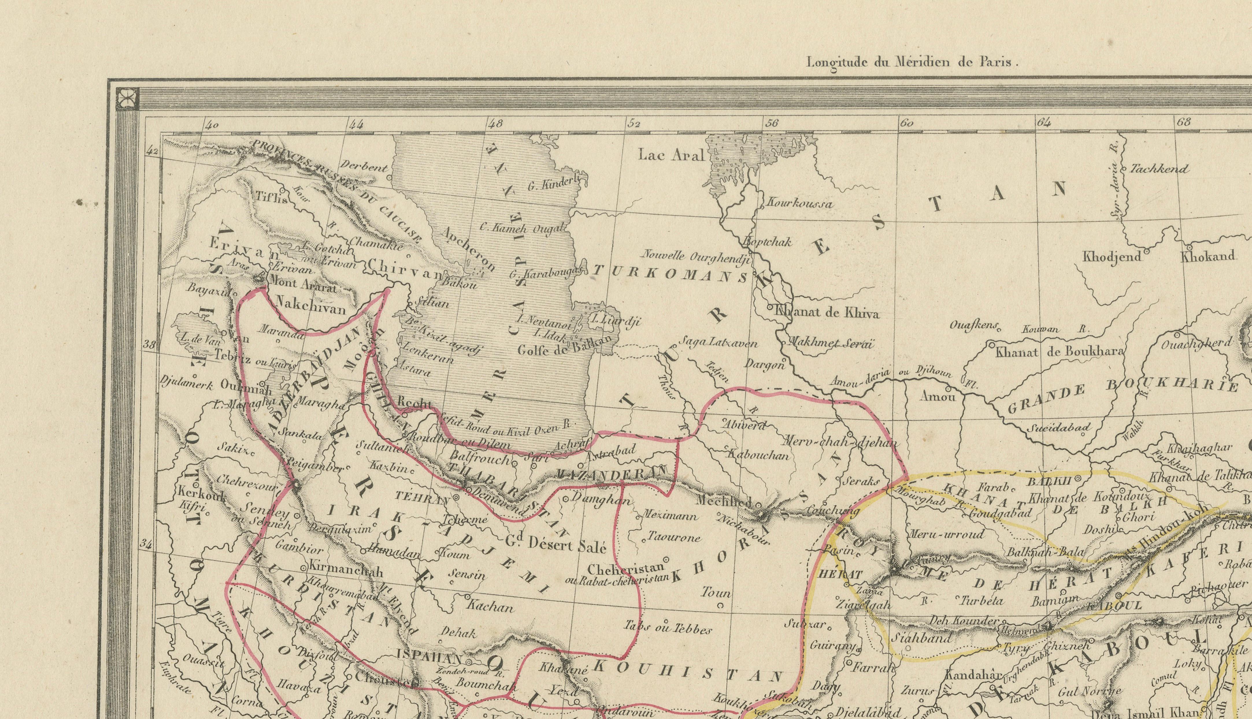 Antique Persia Map, Iran Afghanistan & Central Asia, The Great Game Era, c.1850