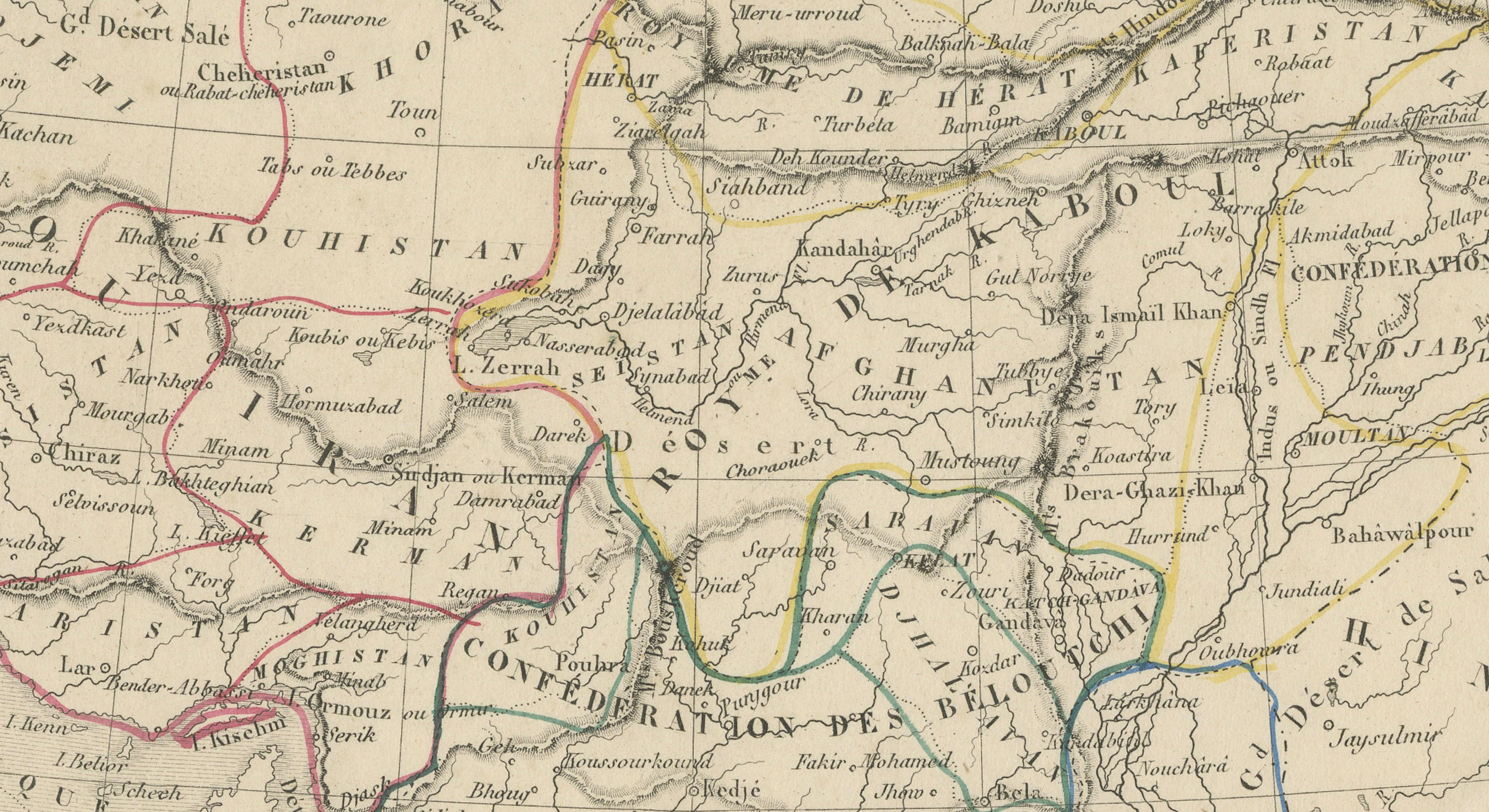 Antique Persia Map, Iran Afghanistan & Central Asia, The Great Game Era, c.1850