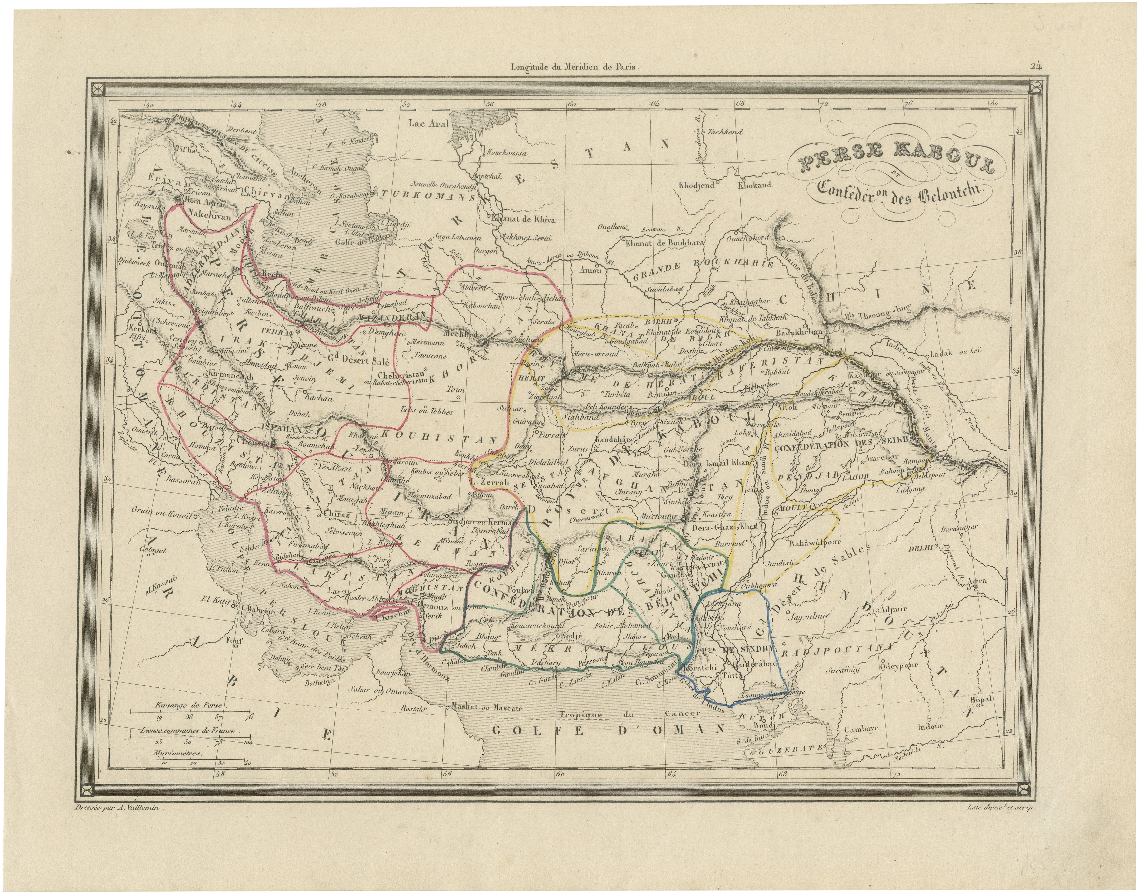 Antique Persia Map, Iran Afghanistan & Central Asia, The Great Game Era, c.1850
