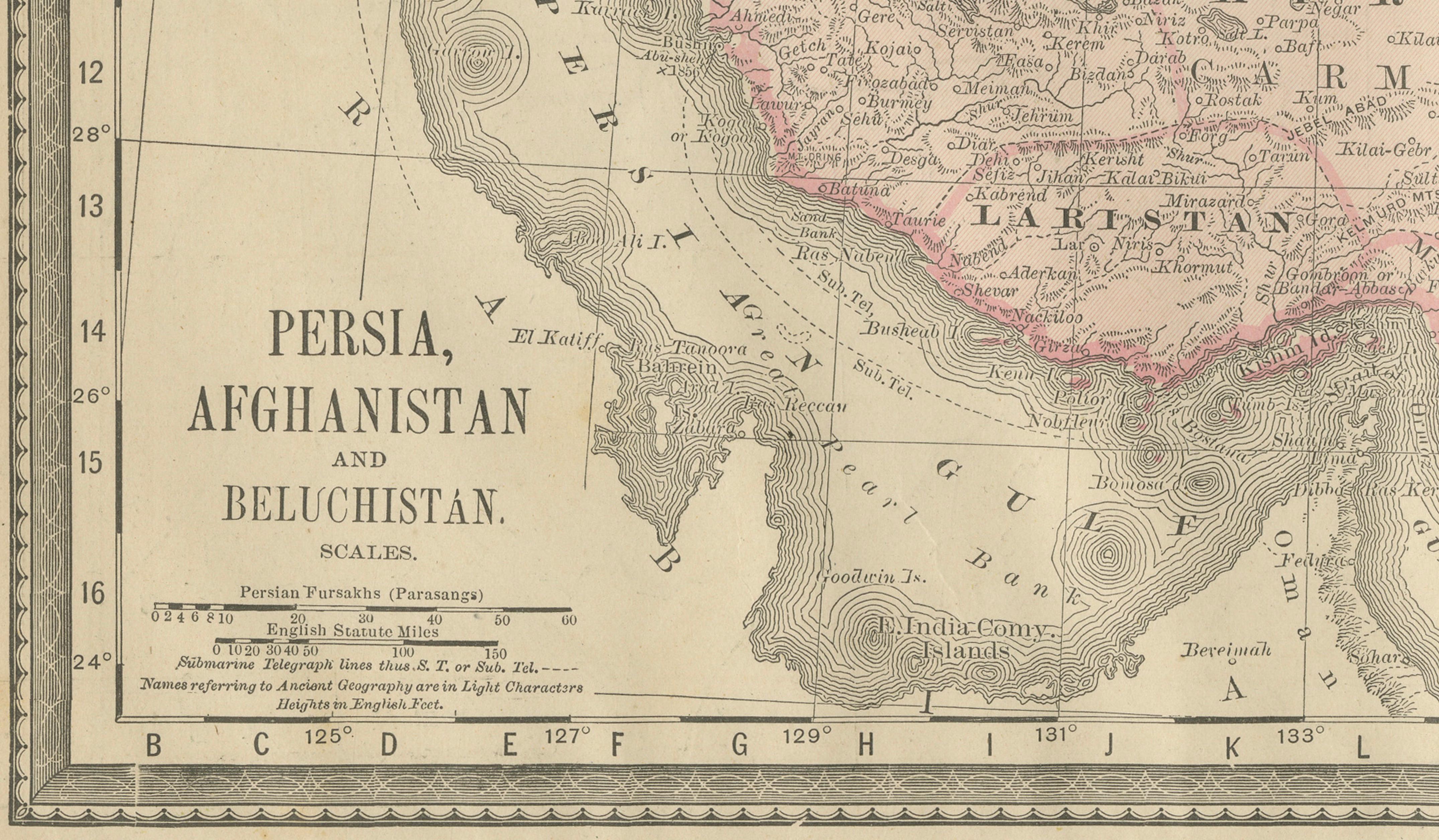 Antique Persia Map Wall Art – Iran Afghanistan Beluchistan, Rand McNally, c.1888