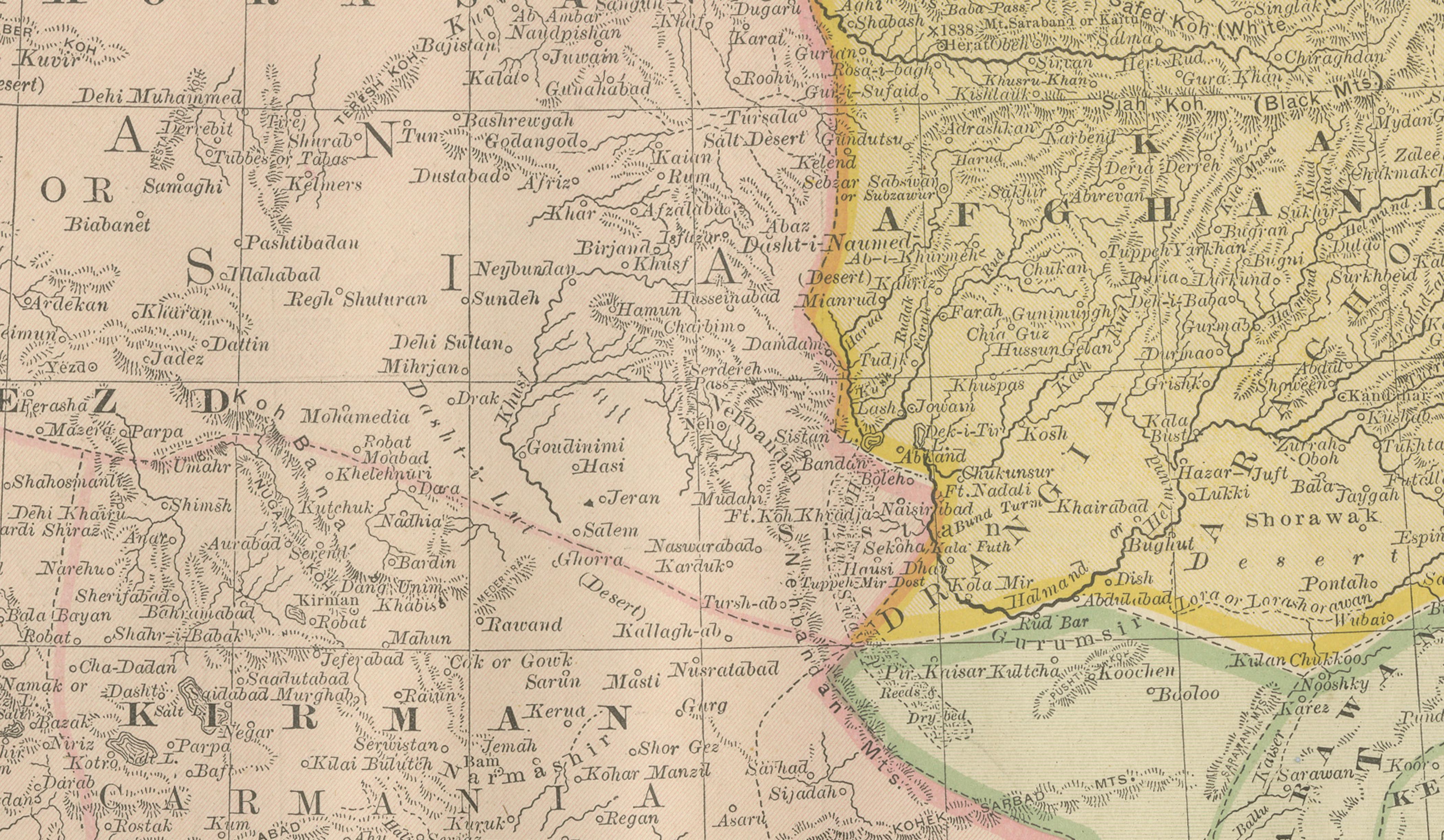 Antique Persia Map Wall Art – Iran Afghanistan Beluchistan, Rand McNally, c.1888