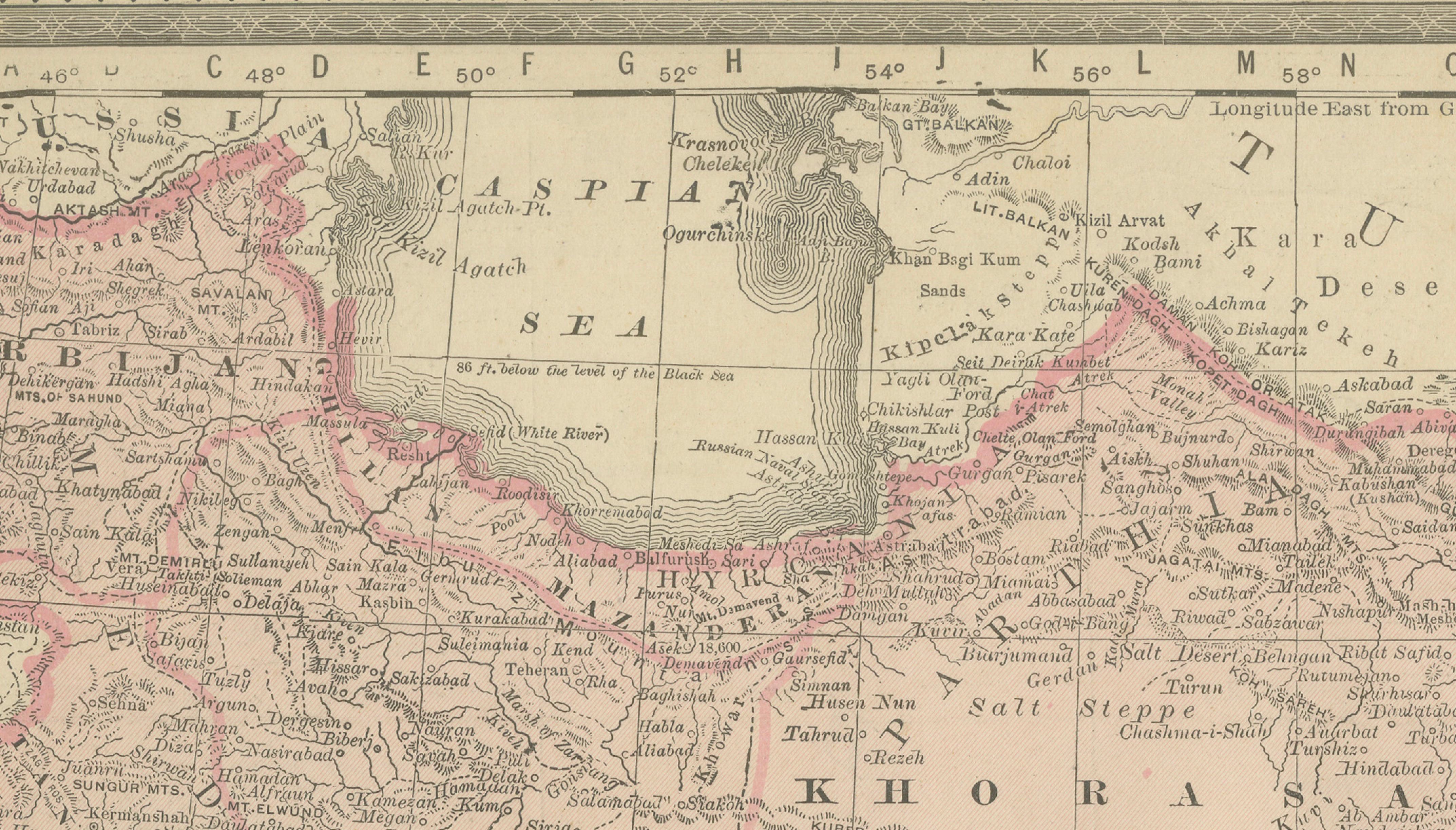 Antique Persia Map Wall Art – Iran Afghanistan Beluchistan, Rand McNally, c.1888