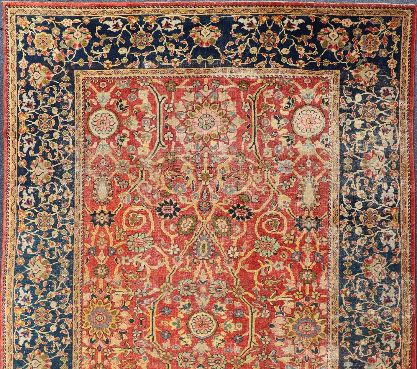 Charming & Colorful antique Persian Sultanabad rug in Rust, Blue, Gold, Yellow & Green Keivan Woven Arts/ Rug/ R20-0806


Measures: 8'1 x 13' 

Across the field of rust, a grand design of curling vines emits a splendid array of palmettes and