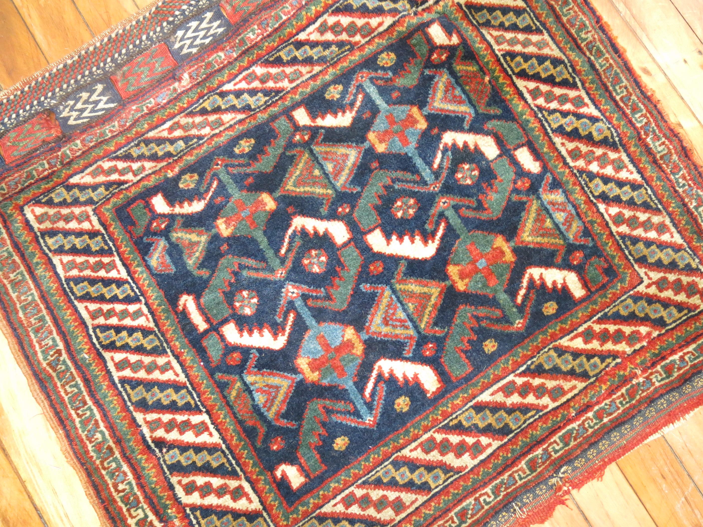 Antique Persian Afshar Bagface Rug In Good Condition In New York, NY