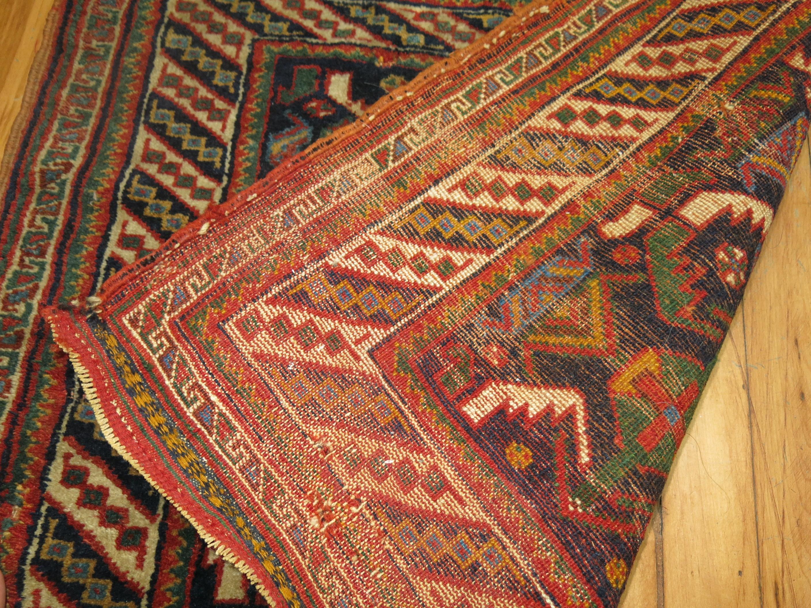 Wool Antique Persian Afshar Bagface Rug
