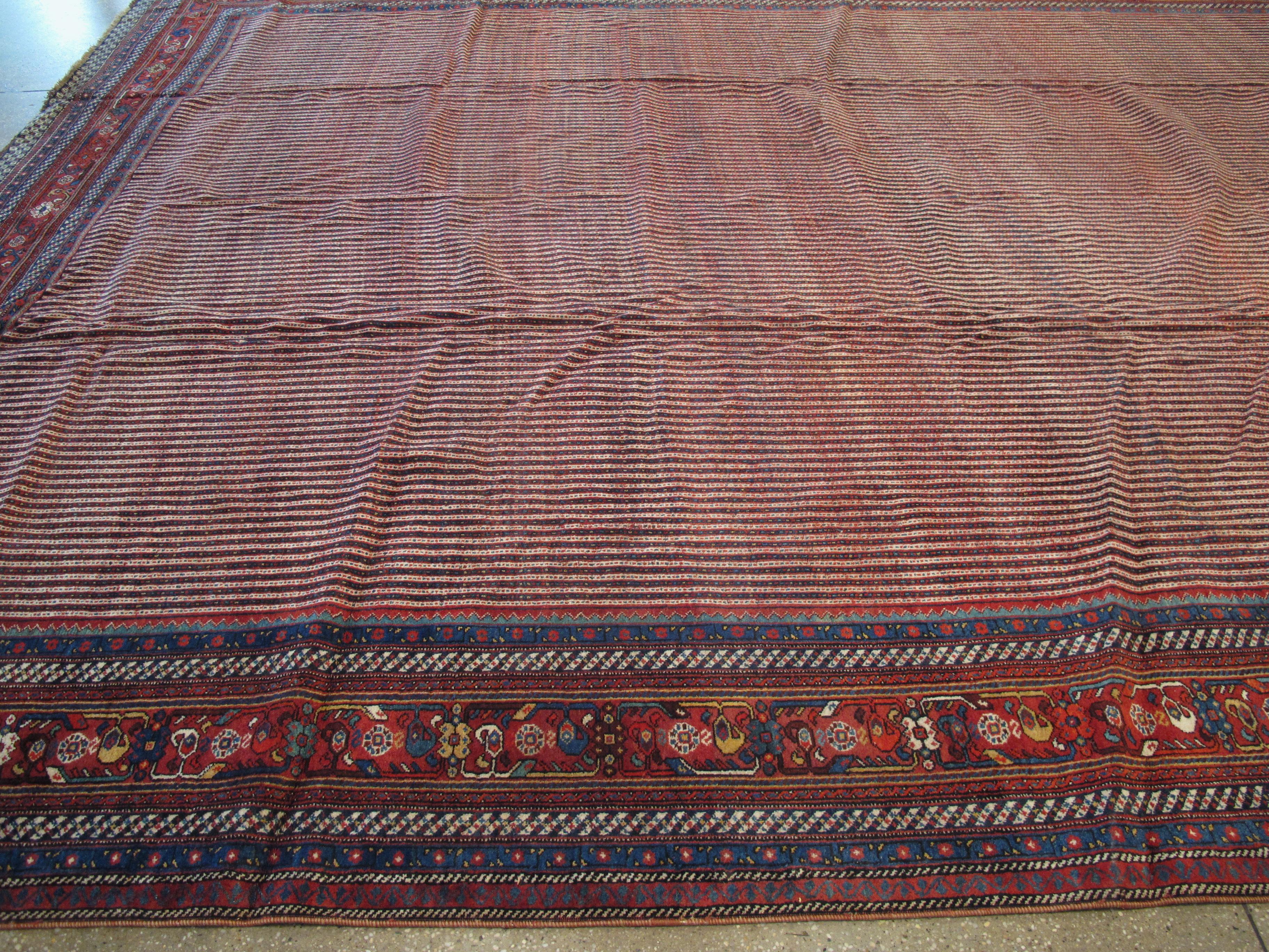 Wool Antique Persian Afshar Carpet For Sale