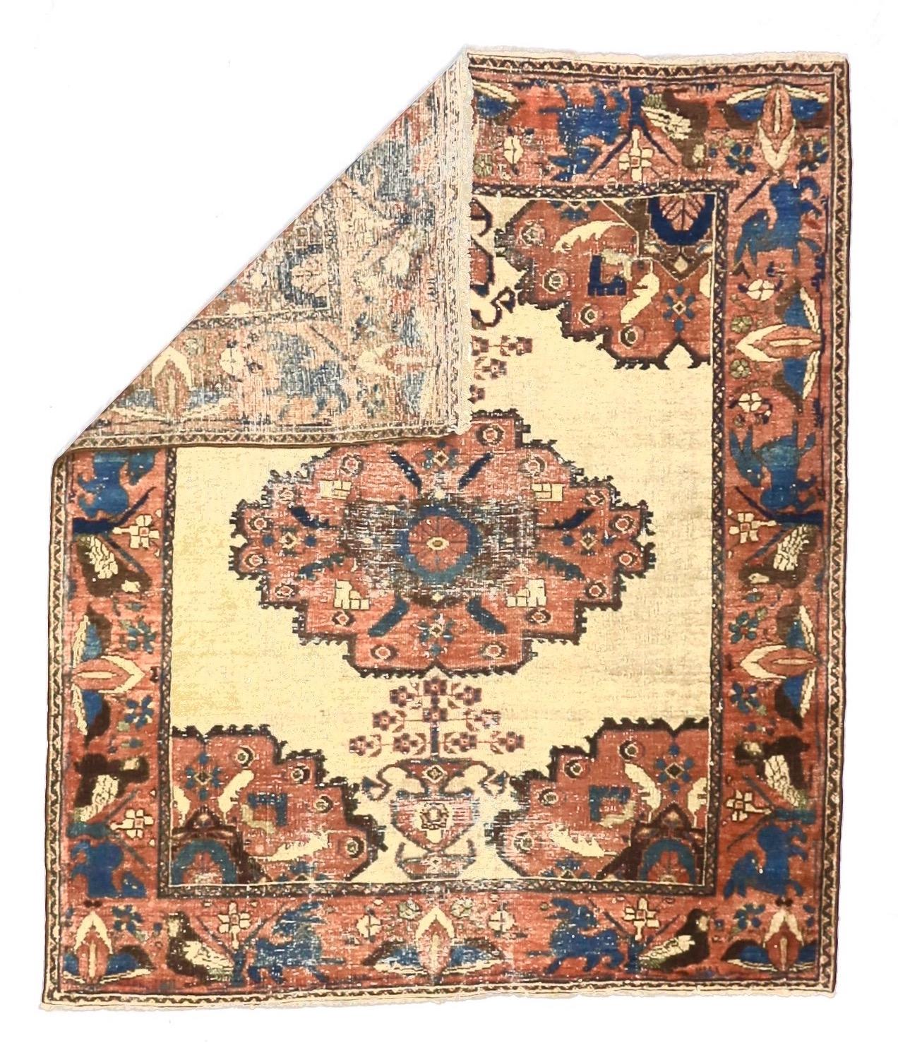 Antiker persischer Afshar-Teppich 3'4
