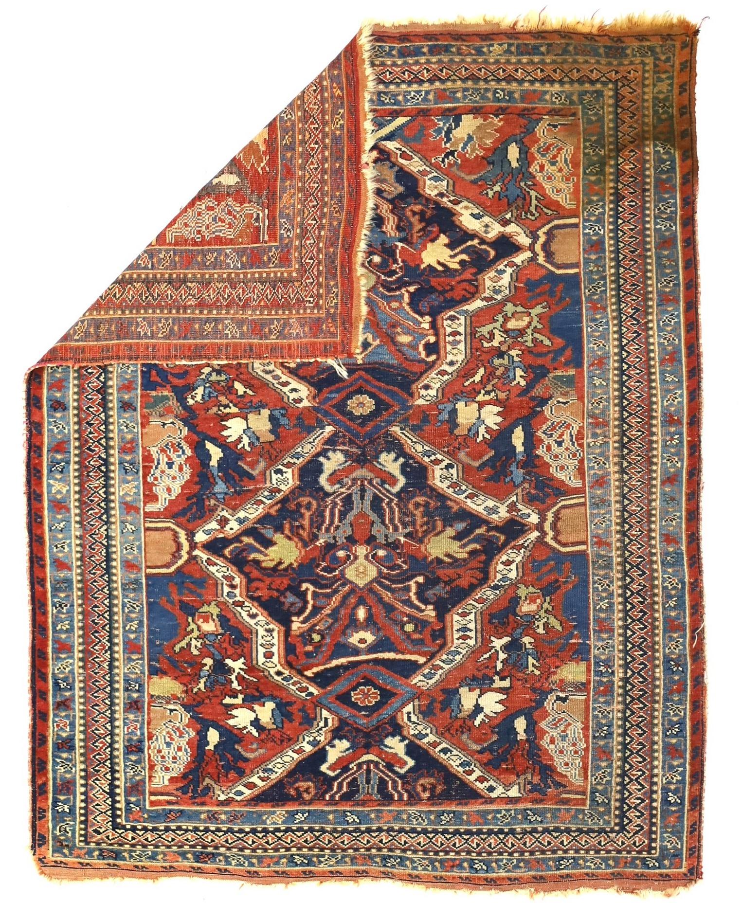 Antiker persischer Afshar-Teppich 4'0
