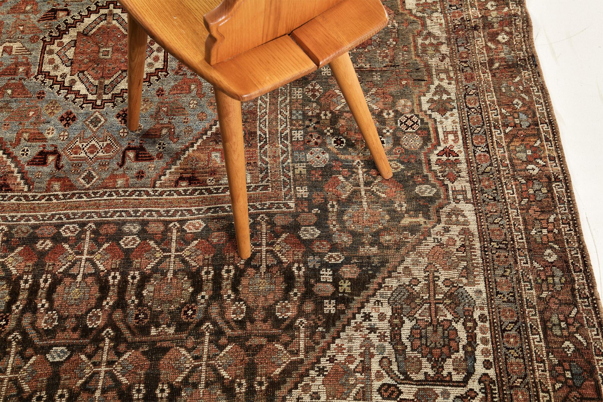 Antique Persian Afshar Rug In Good Condition For Sale In WEST HOLLYWOOD, CA