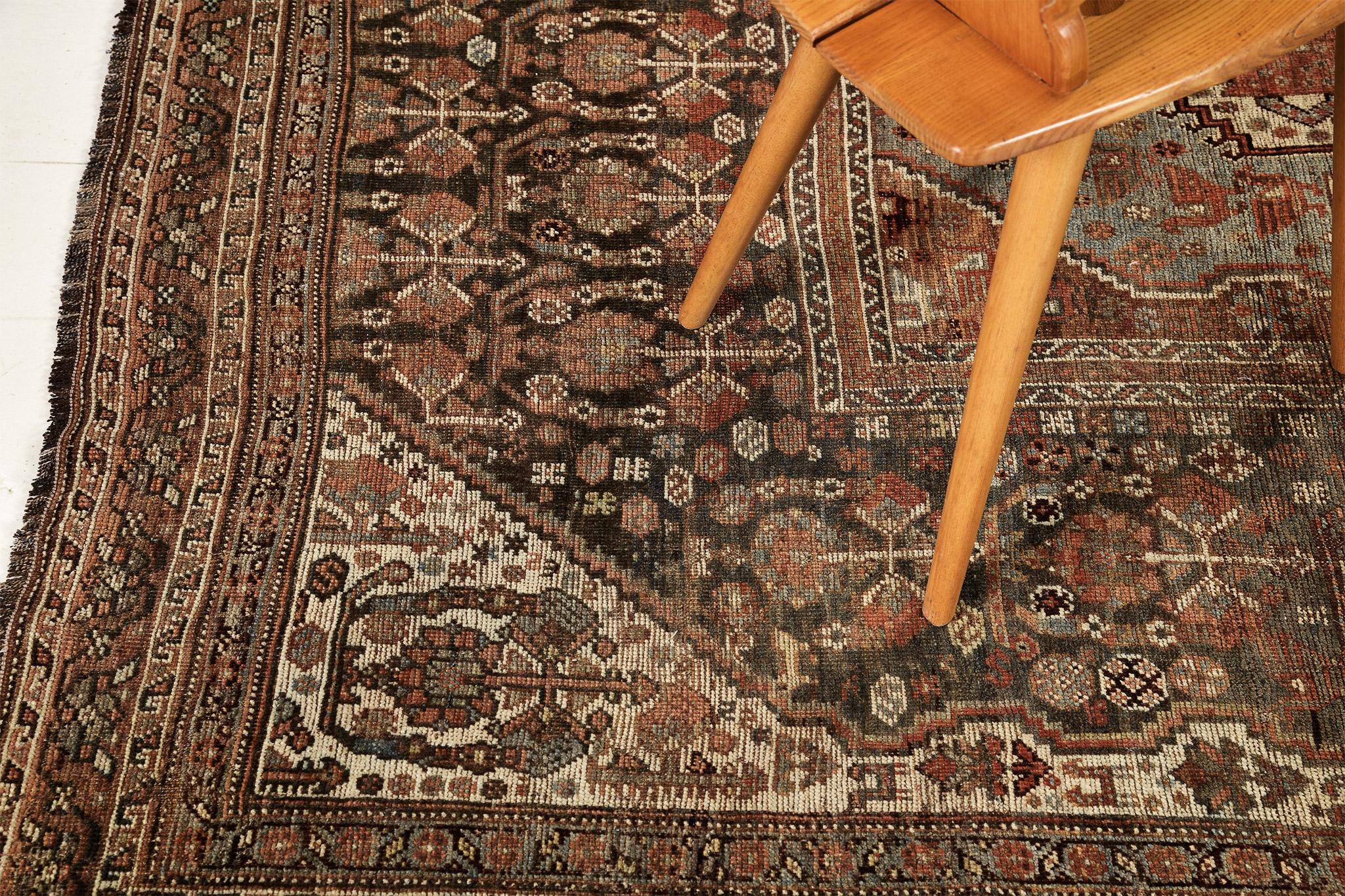 Early 20th Century Antique Persian Afshar Rug For Sale