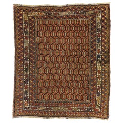 Antique Persian Afshar Rug with All-Over Boteh with Tribal Style