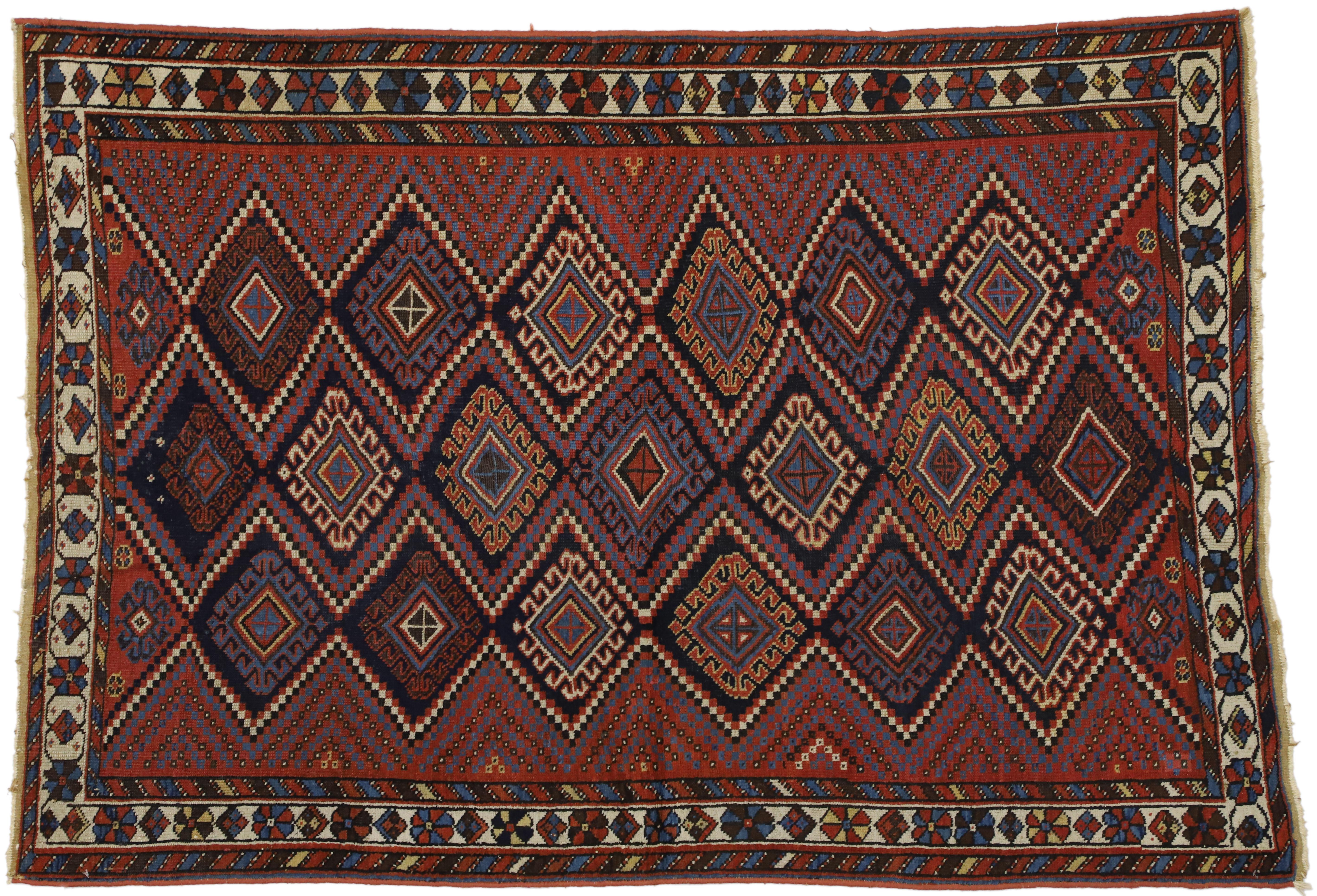 Antique Persian Afshar Rug with Modern Tribal Style 4