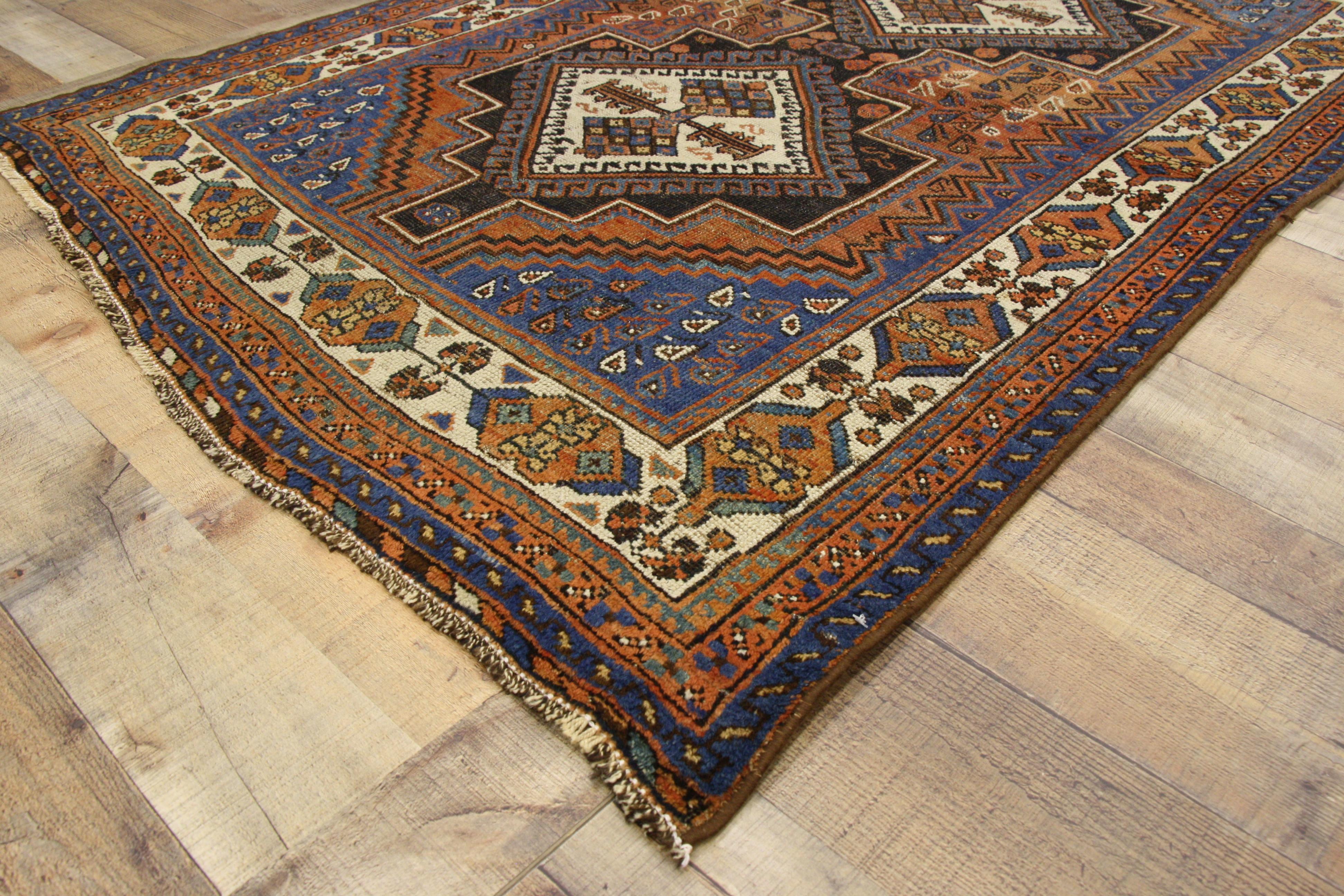 Hand-Knotted Antique Persian Afshar Rug with Modern Tribal Style For Sale