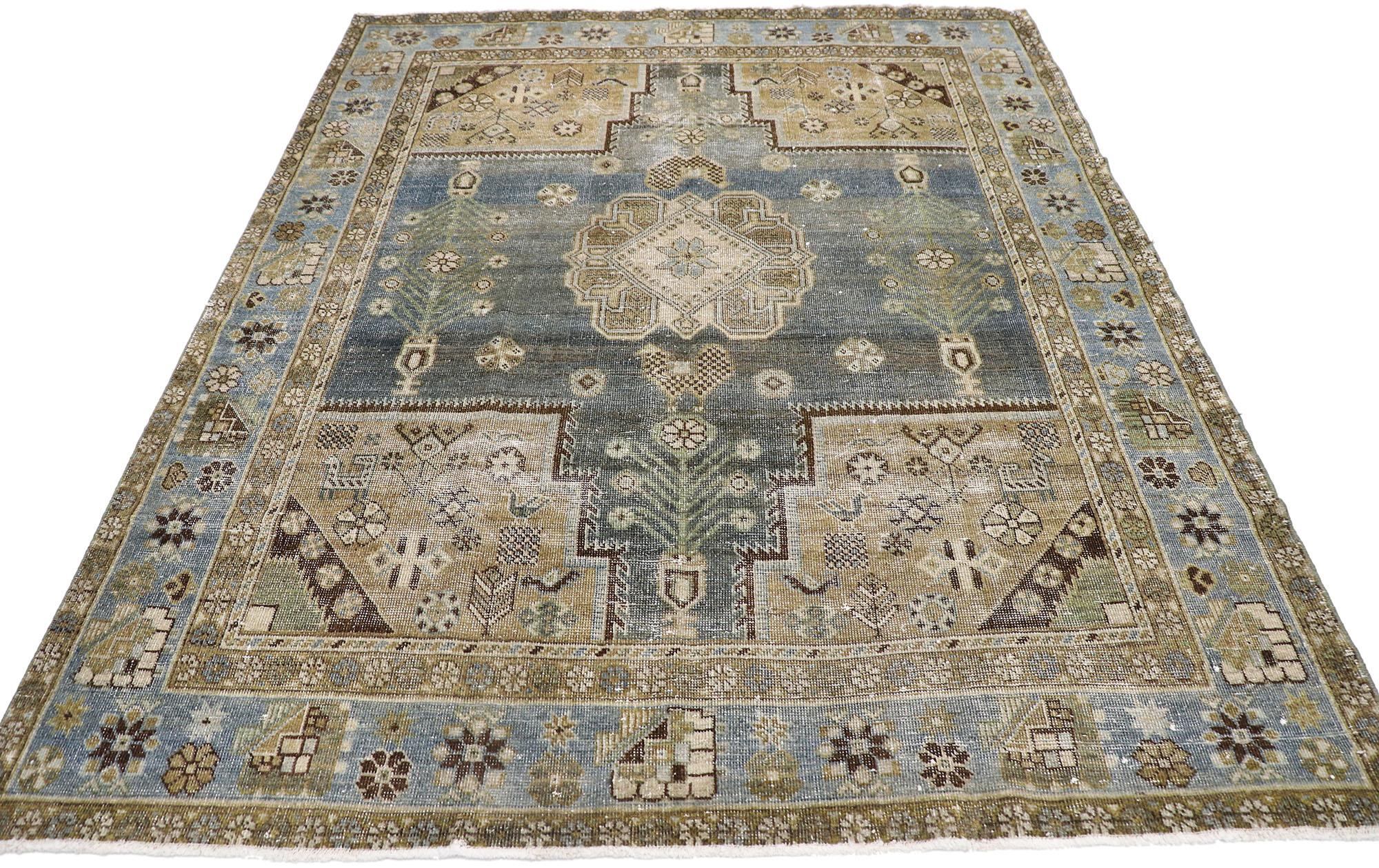 Hand-Knotted Antique Persian Afshar Rug with Modern Tribal Style For Sale