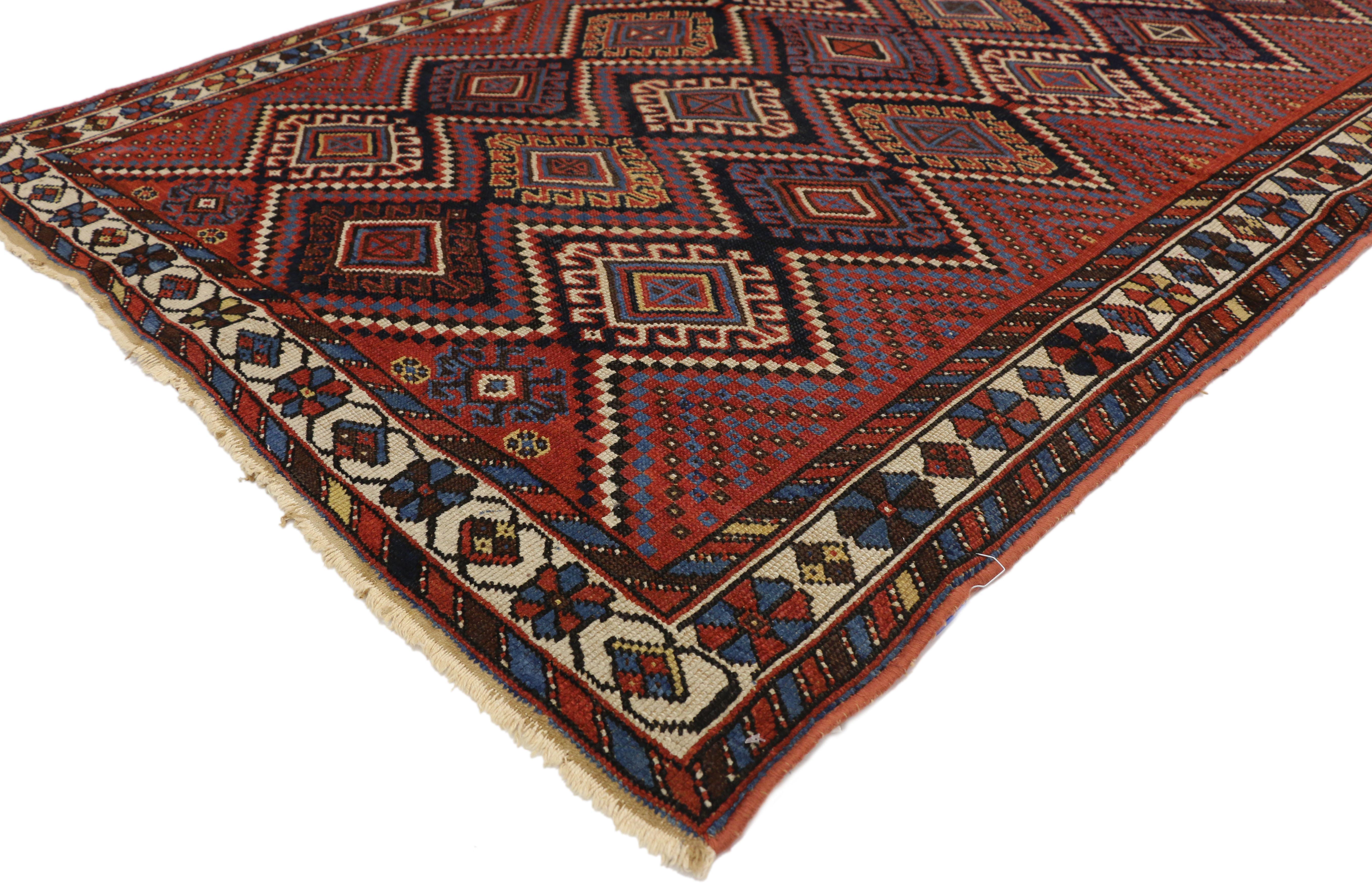 Hand-Knotted Antique Persian Afshar Rug with Modern Tribal Style
