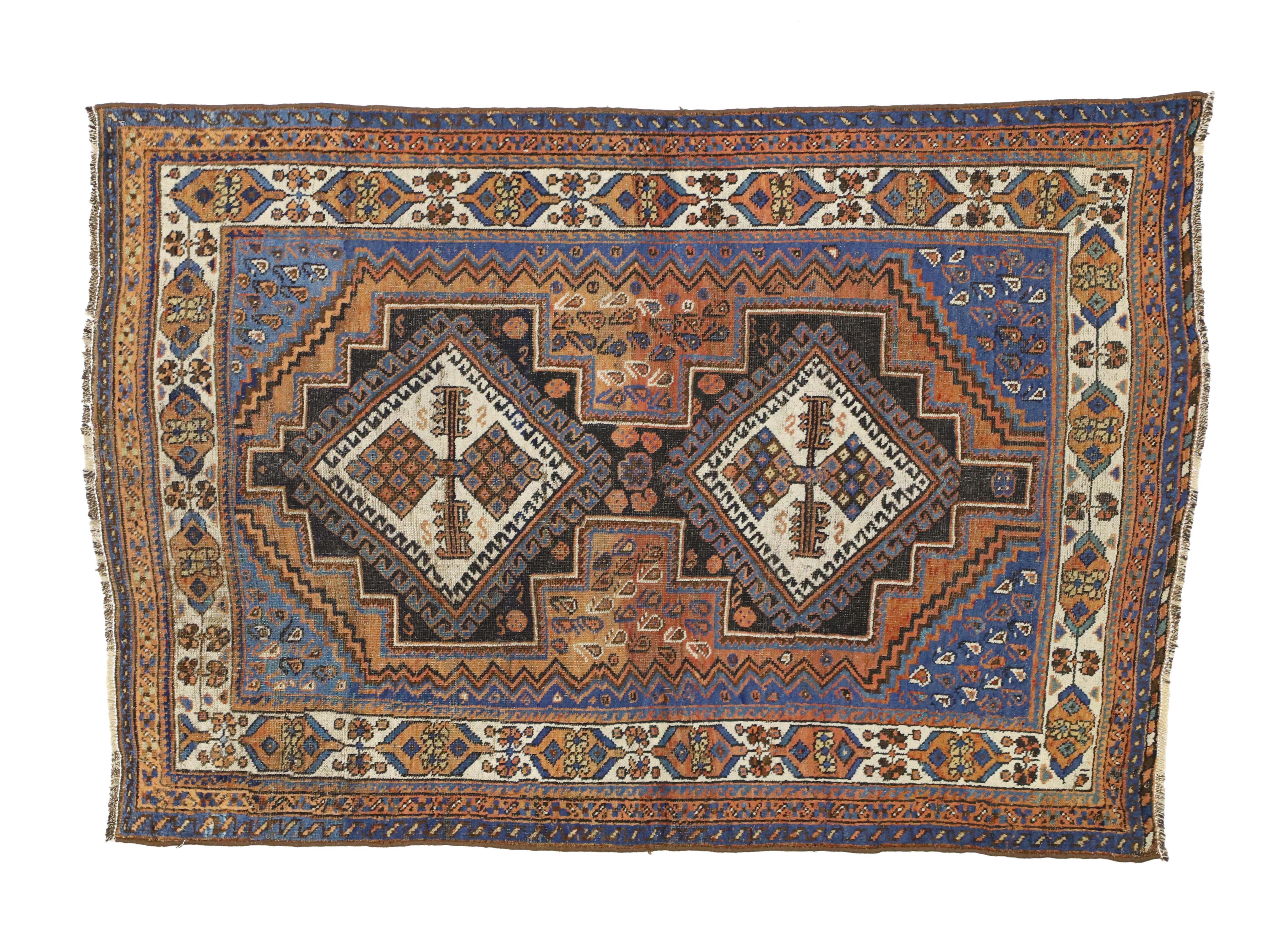 Antiker persischer Afshar-Teppich im modernen Stammesstil (Persisch) im Angebot