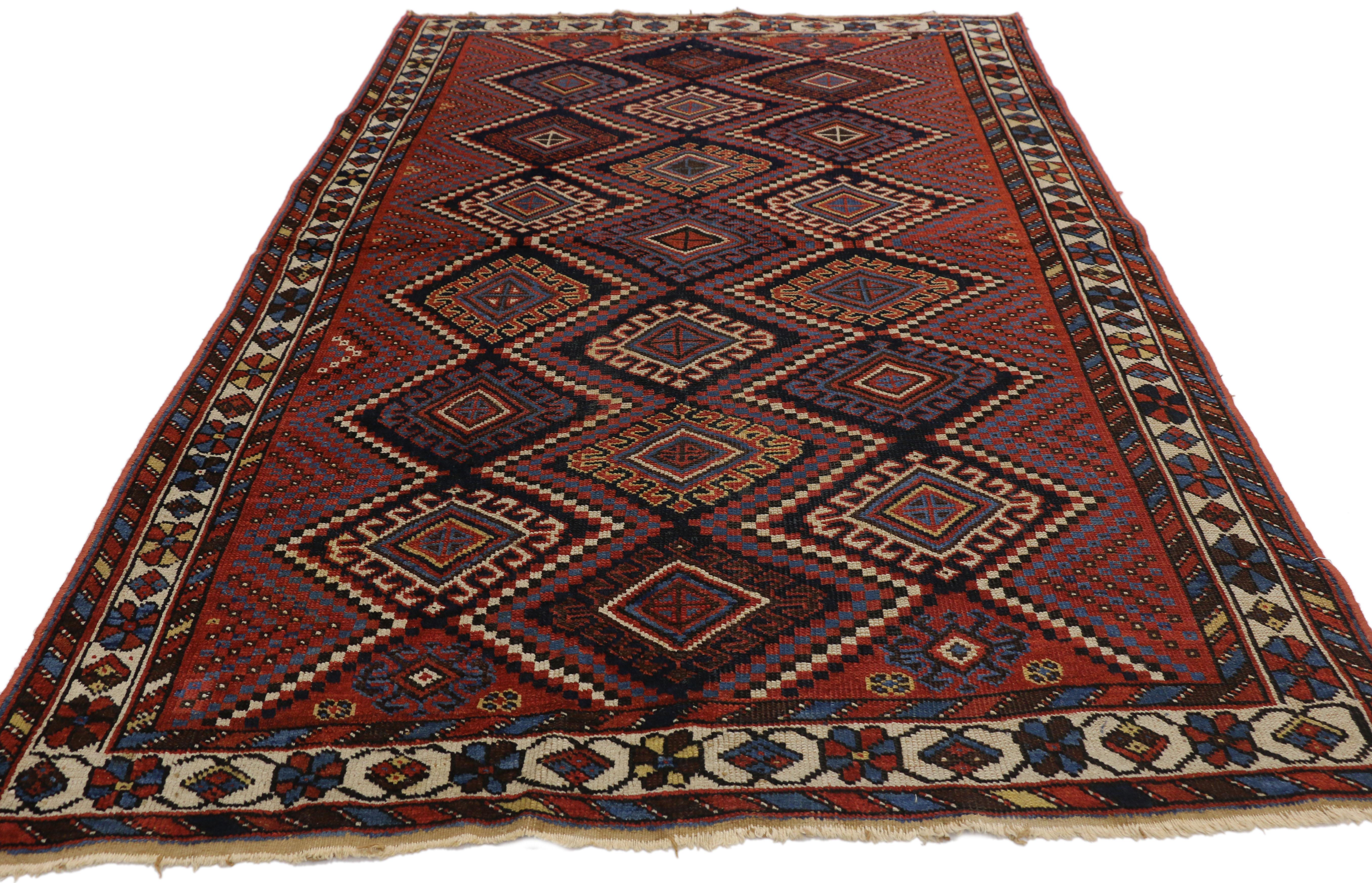 Antique Persian Afshar Rug with Modern Tribal Style In Good Condition In Dallas, TX