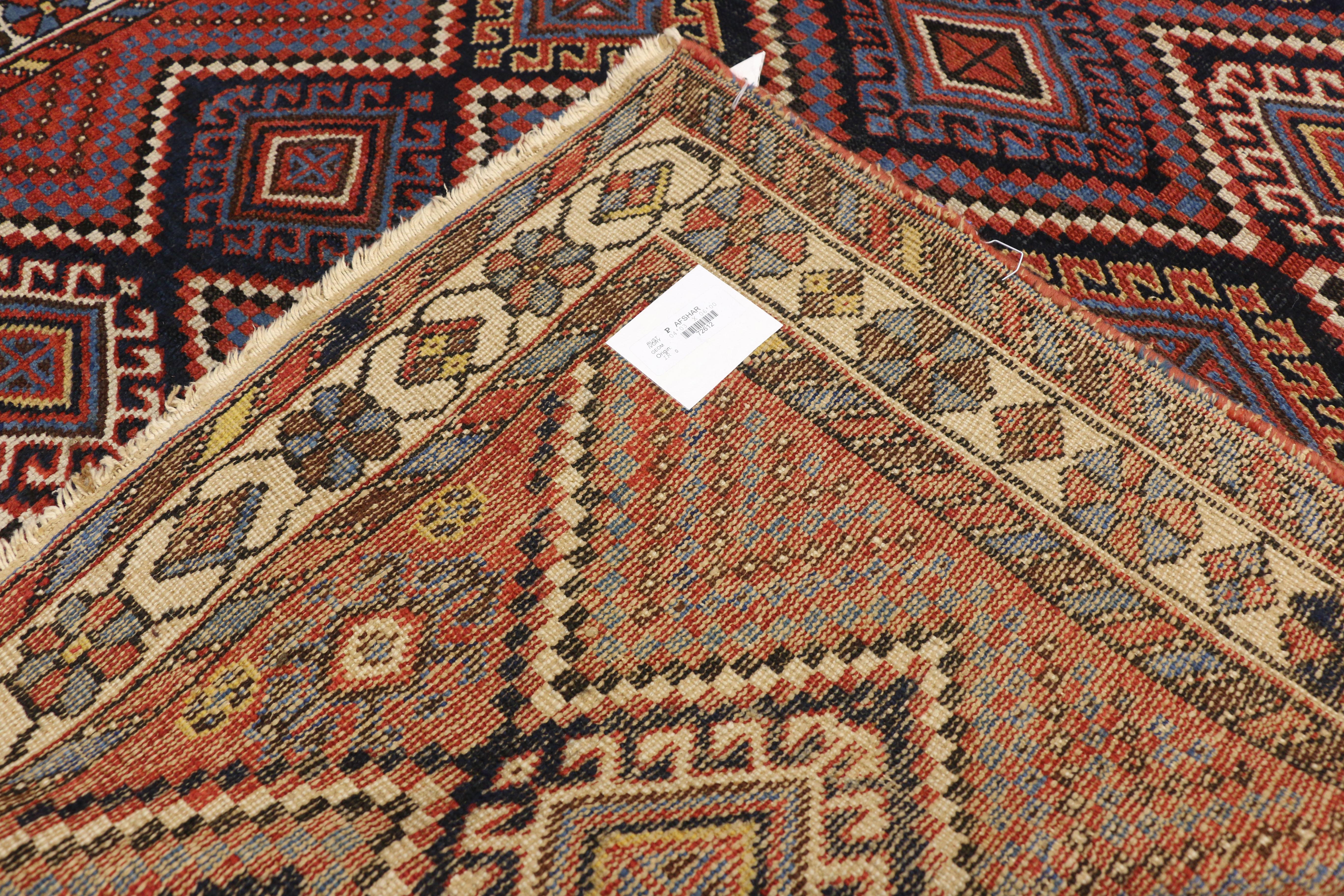 Wool Antique Persian Afshar Rug with Modern Tribal Style