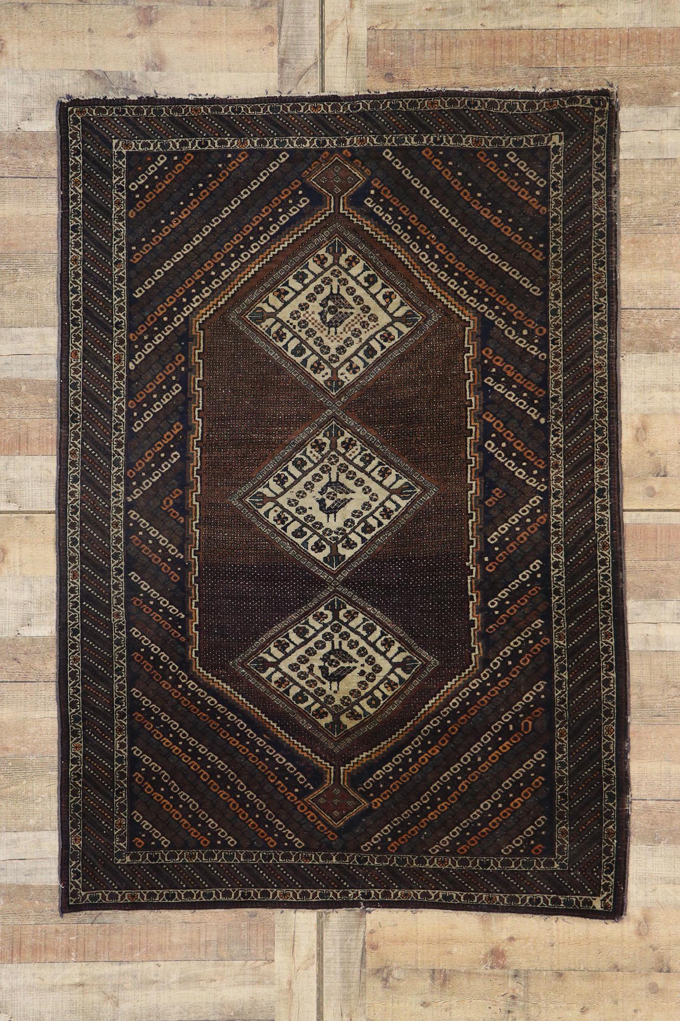 Antique Persian Afshar Rug with Nomadic Tribal Style For Sale 2