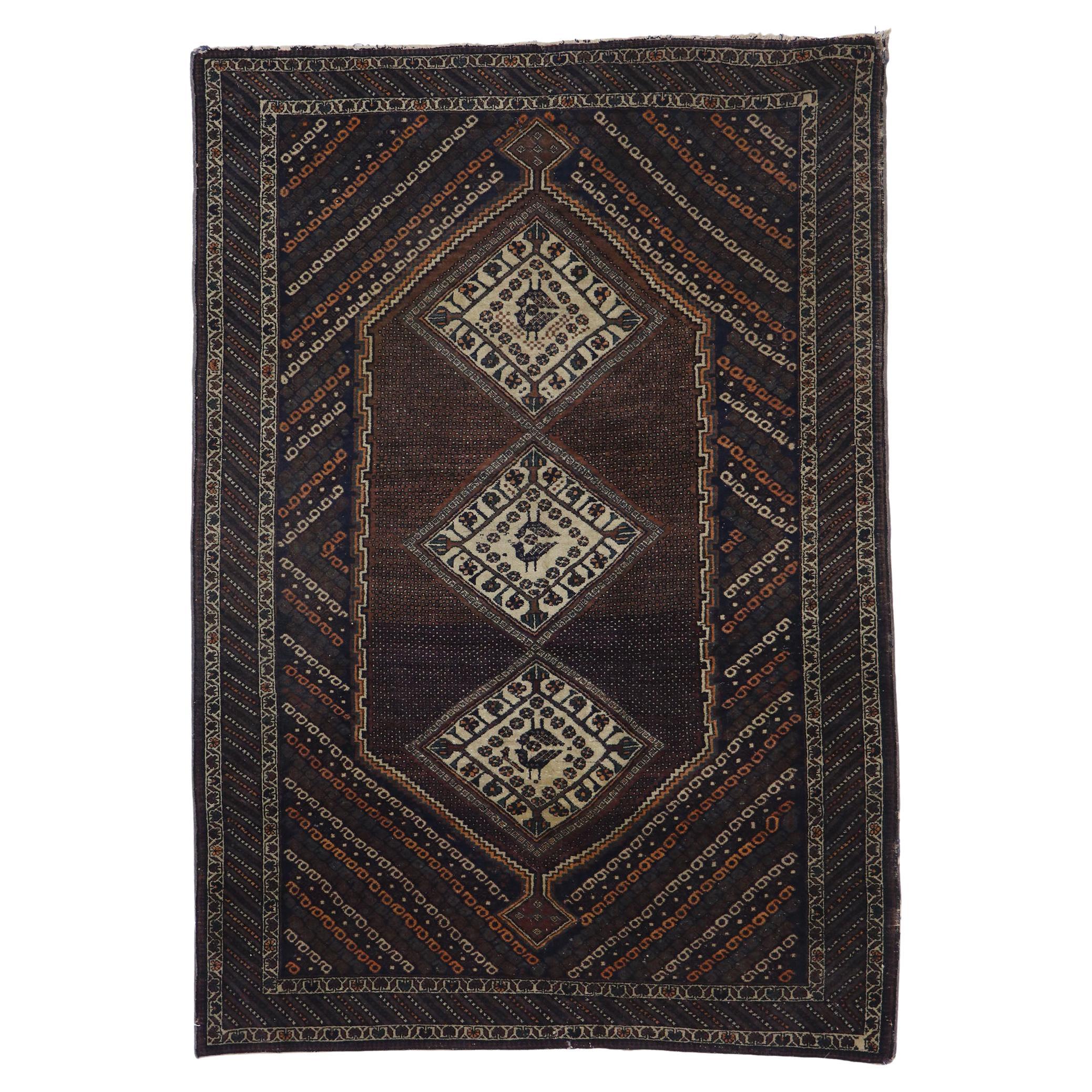 Antiker persischer Afshar-Teppich im Nomadic-Stil