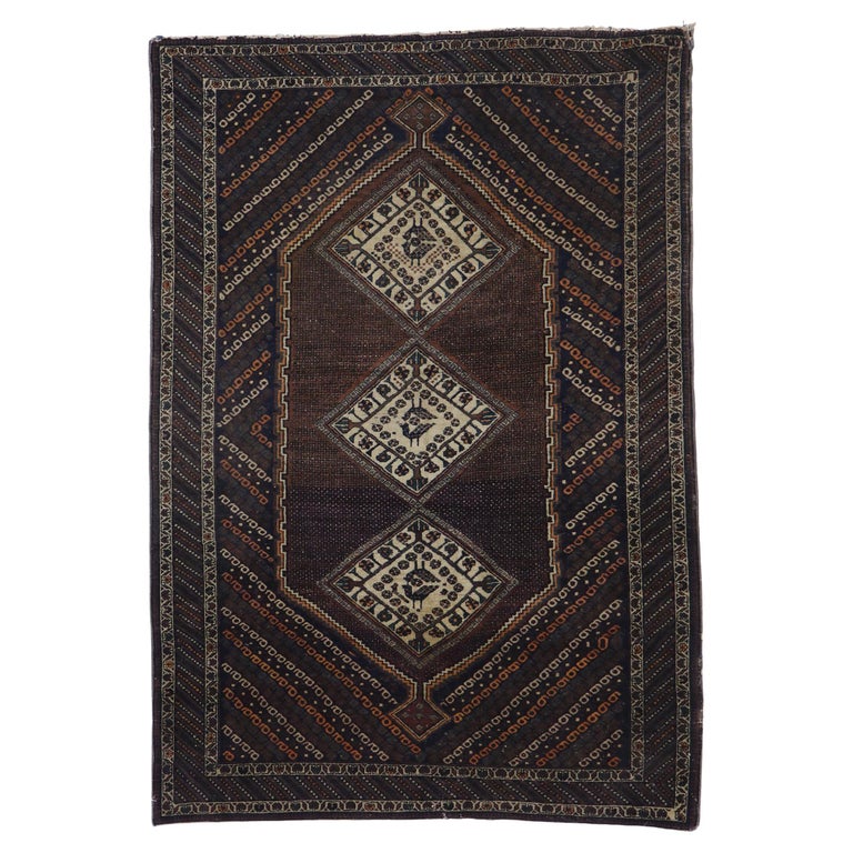 Antique Persian Afshar Rug with Nomadic Tribal Style For Sale at 1stDibs