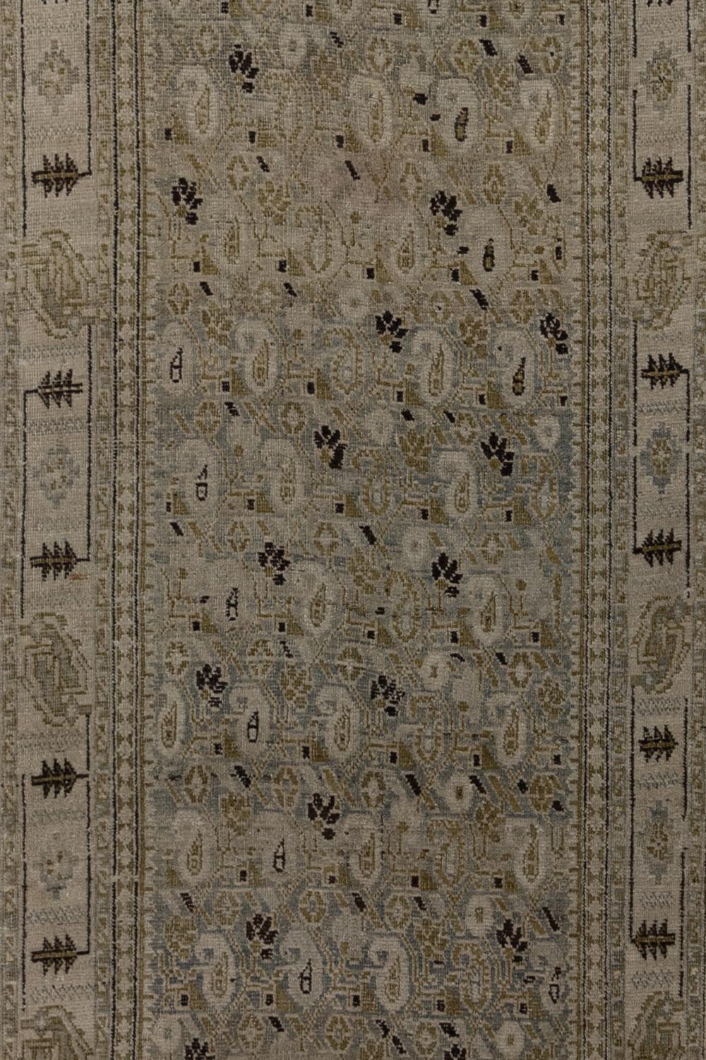 Age: early 20th century

Pile: medium 

Wear Notes: 1-2

Material: Wool on Cotton

Soft pile, good condition antique Persian Afshar runner with a neutral but unique color palette that allows for endless styling options. 

Vintage rugs are