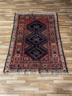 Antico tappeto tribale persiano Afshar annodato a mano in lana