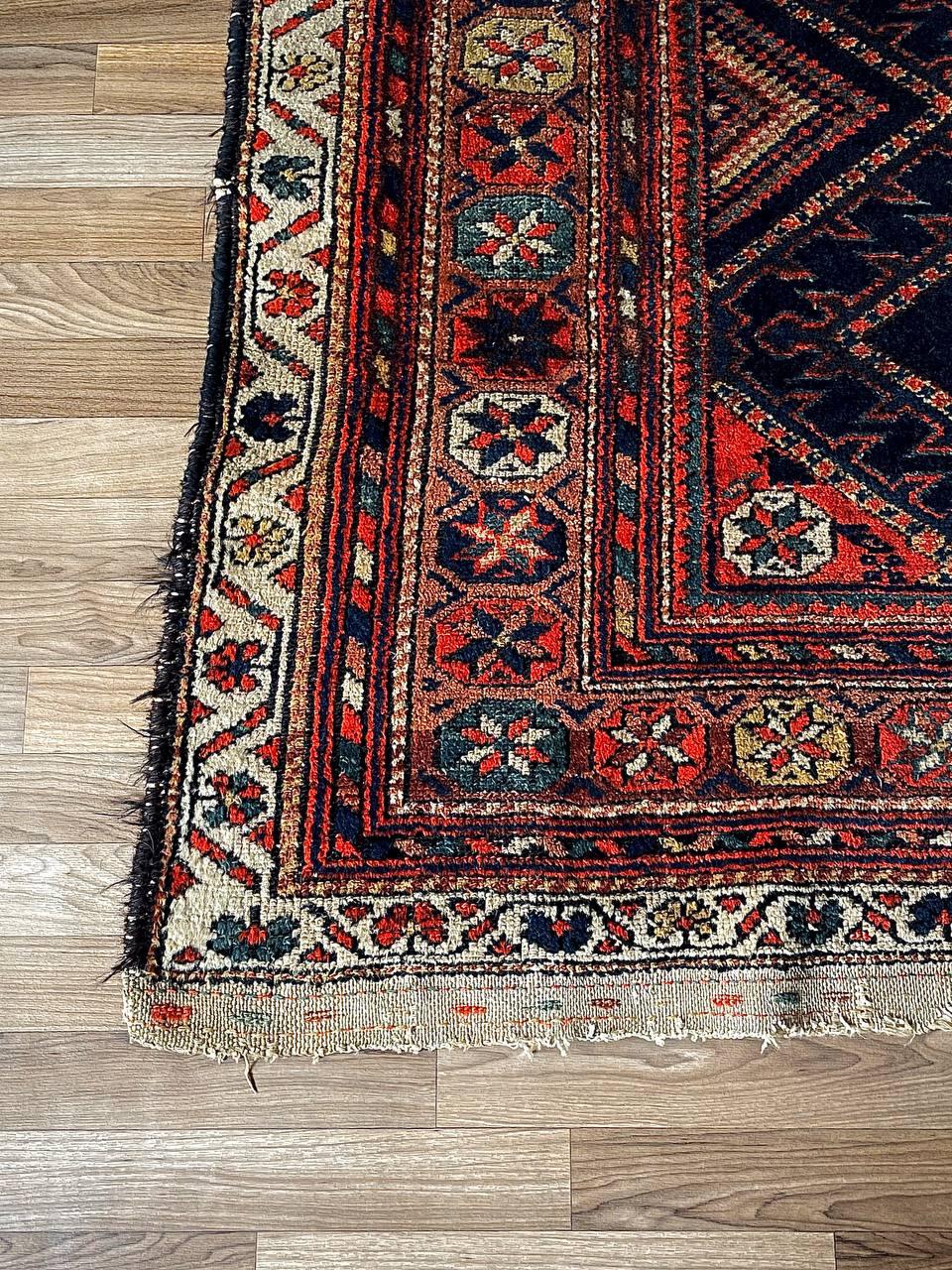 Pakistani Antique Persian Afshar Tribal Rug Hand-Knotted Wool For Sale