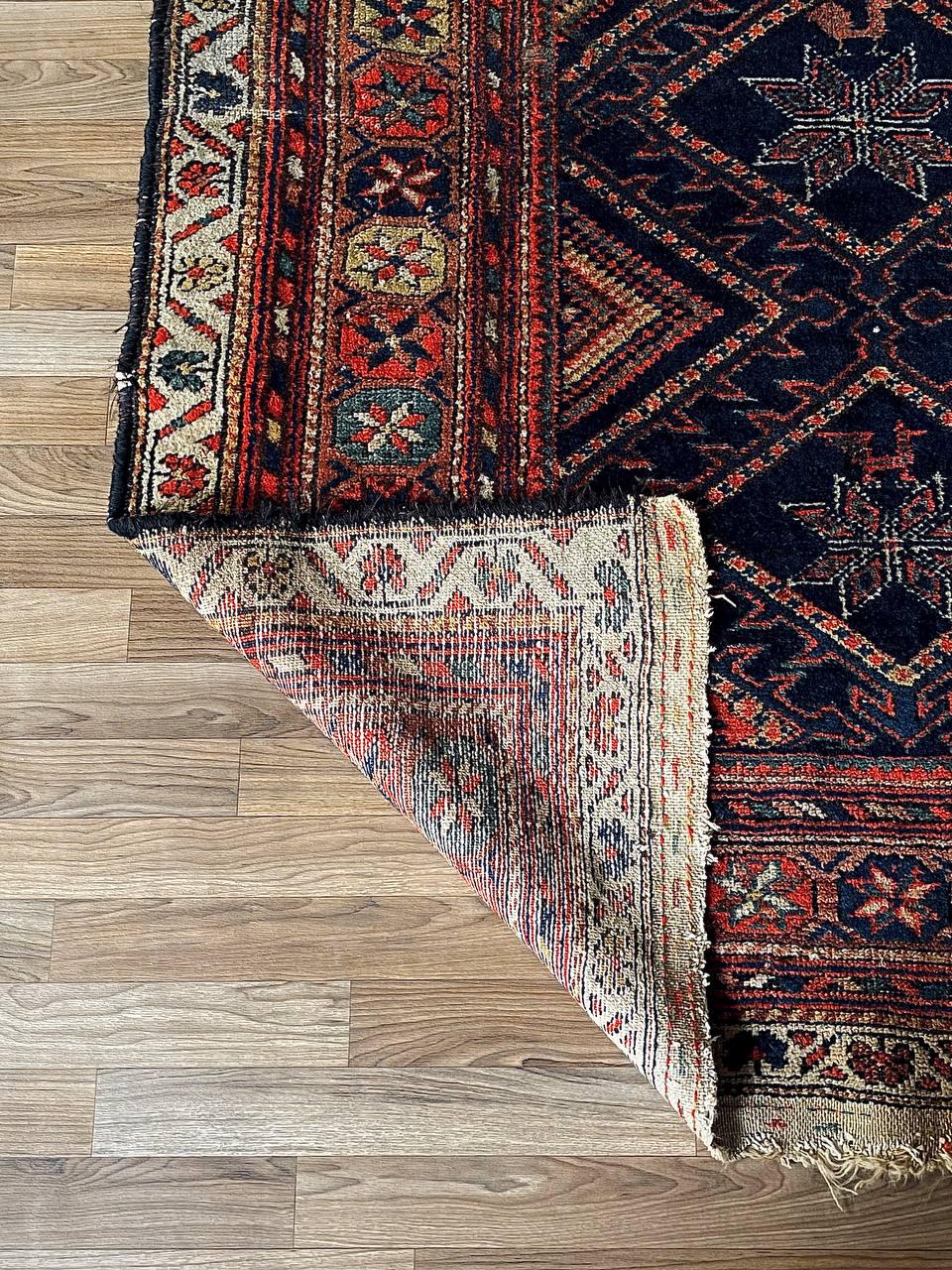 Antique Persian Afshar Tribal Rug Hand-Knotted Wool In Good Condition For Sale In Los Angeles, CA