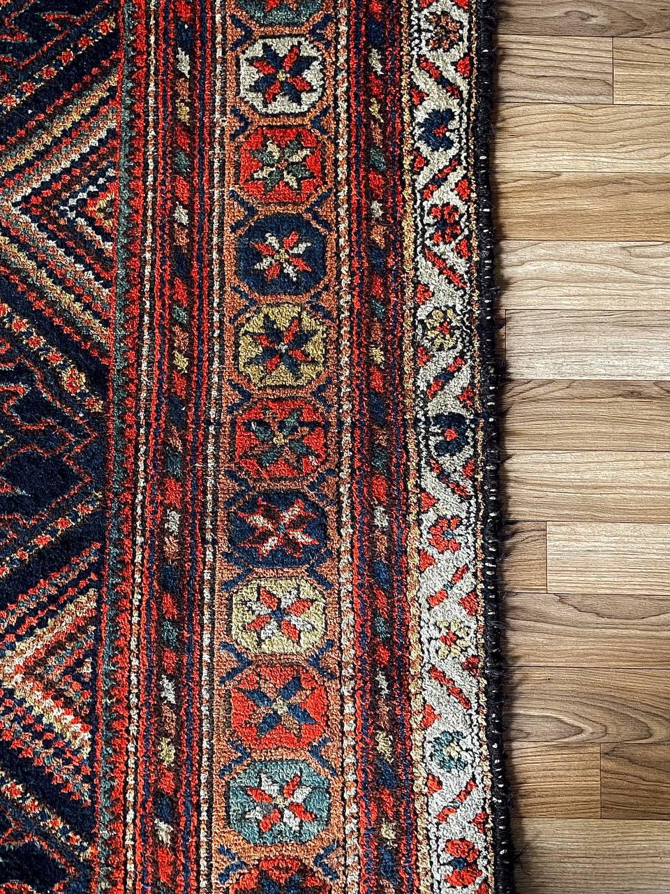 Antique Persian Afshar Tribal Rug Hand-Knotted Wool For Sale 2