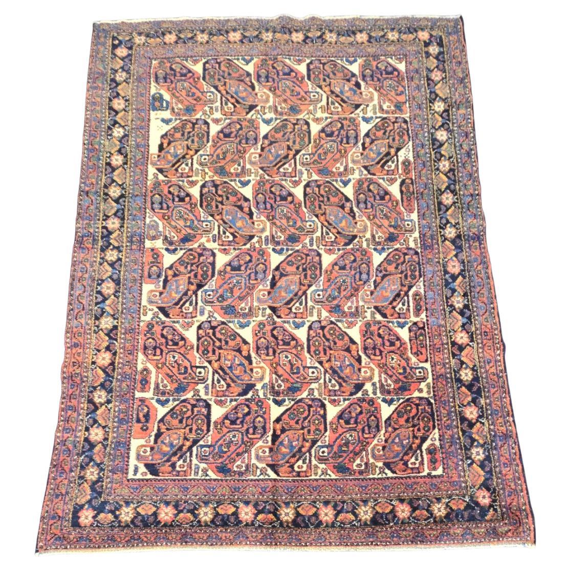 Antique Persian Afshar Tribal Wool Carpet 5.3x7.3