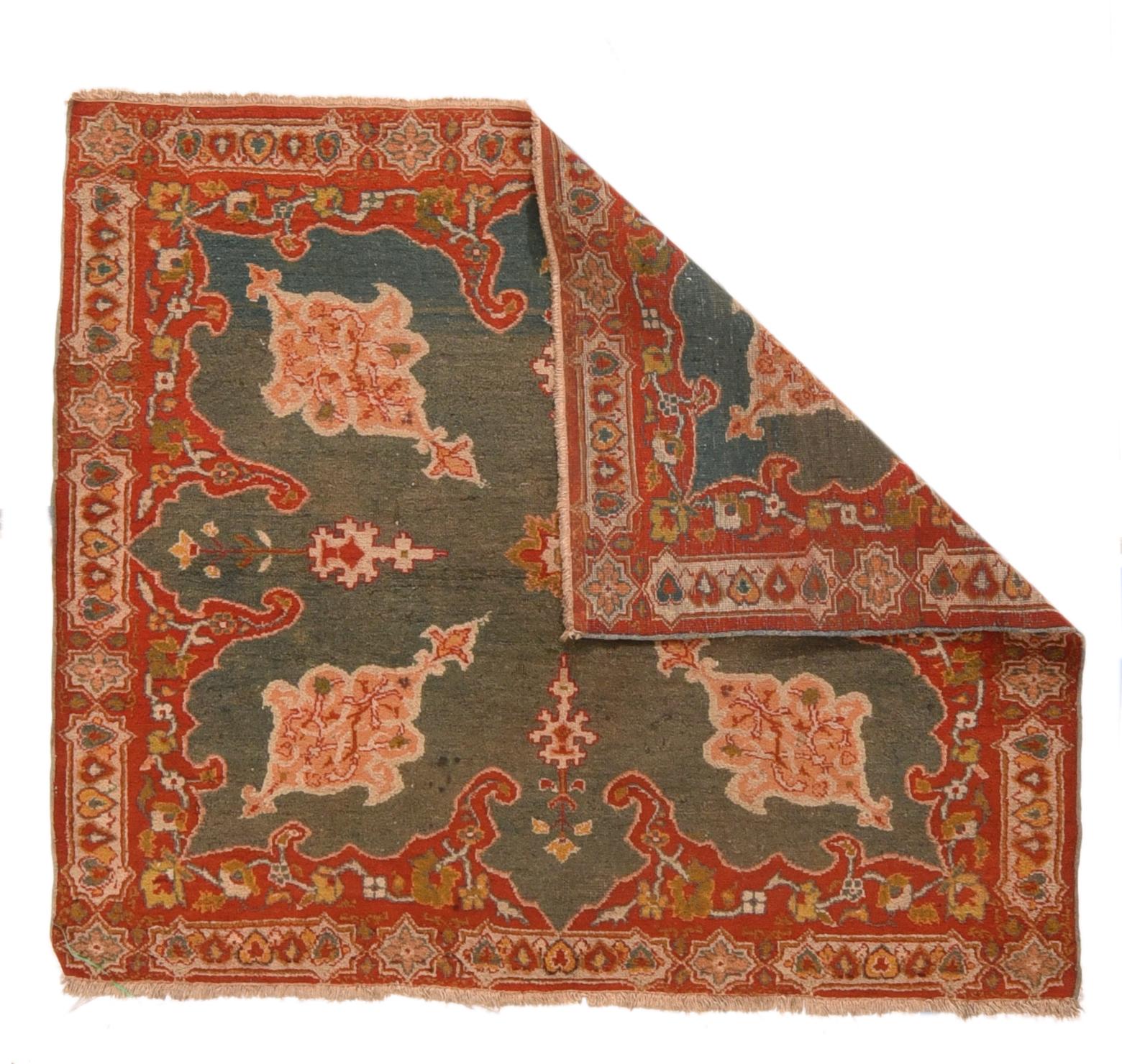 Antique Persian Agra Rug 3'8'' x 4'4'' In Good Condition For Sale In New York, NY