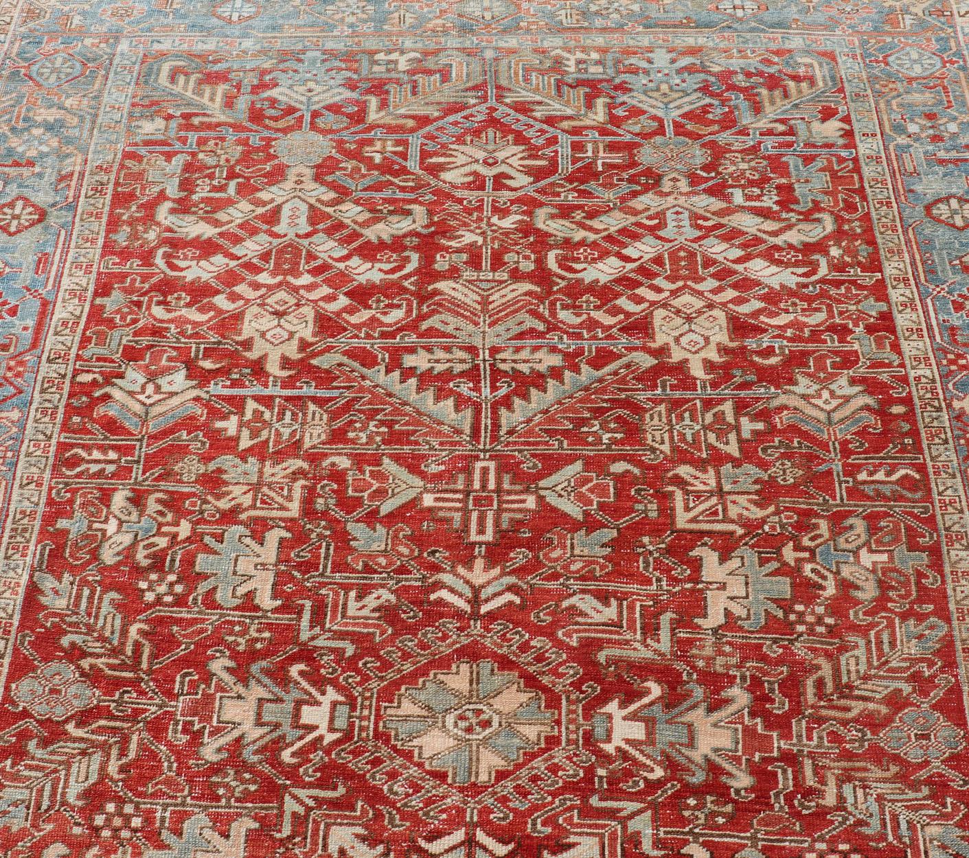Antique Persian All-Over Heriz Rug with All-Over Geometric Design For Sale 5