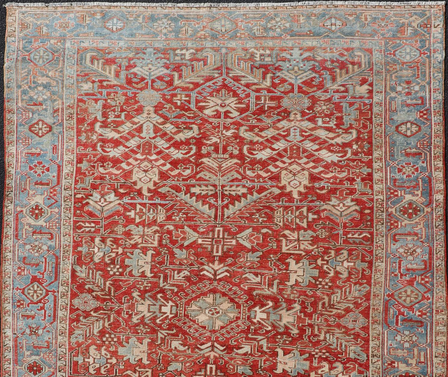 Antique Persian All-Over Heriz Rug with All-Over Geometric Design For Sale 6