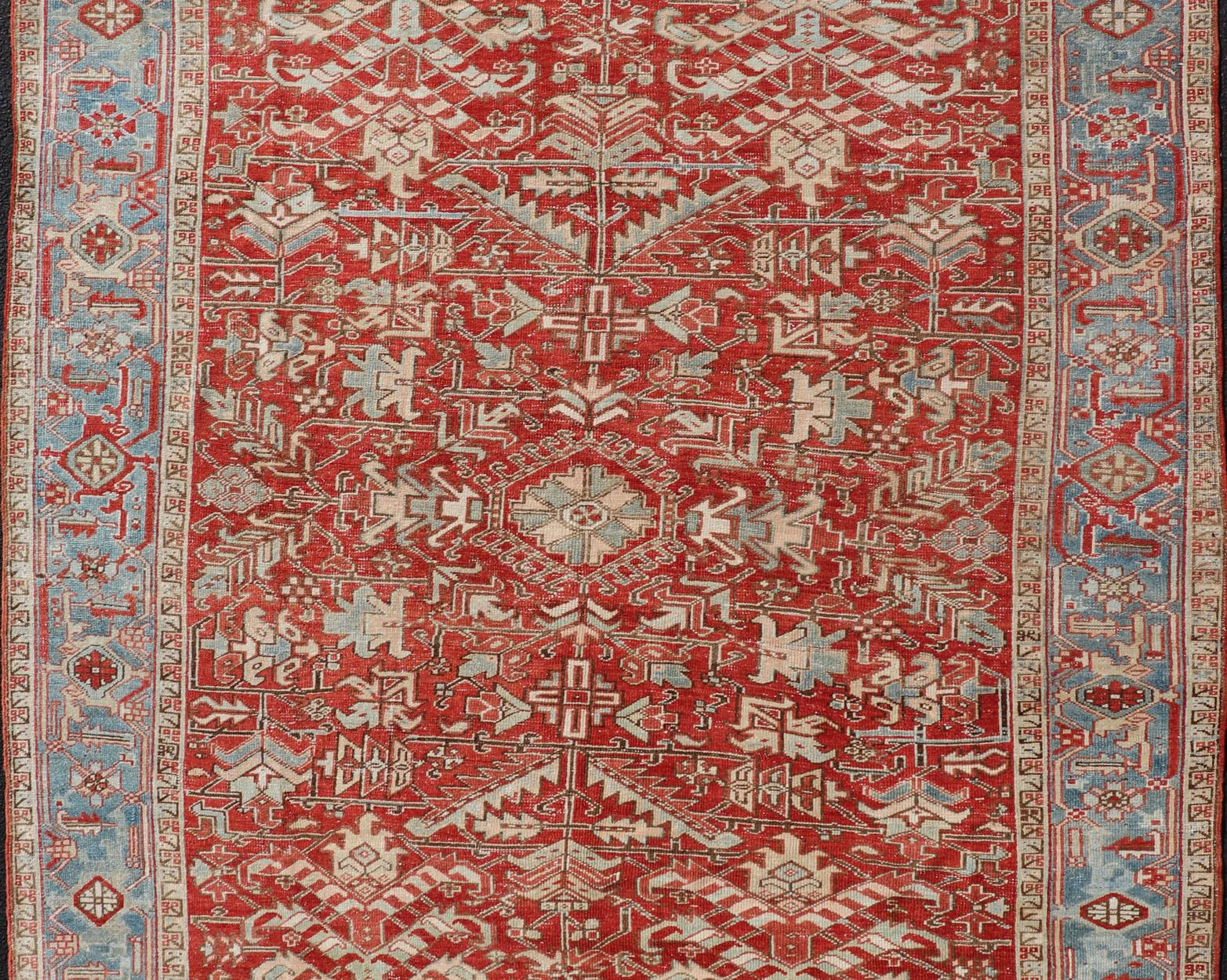 Antique Persian All-Over Heriz Rug with All-Over Geometric Design For Sale 7