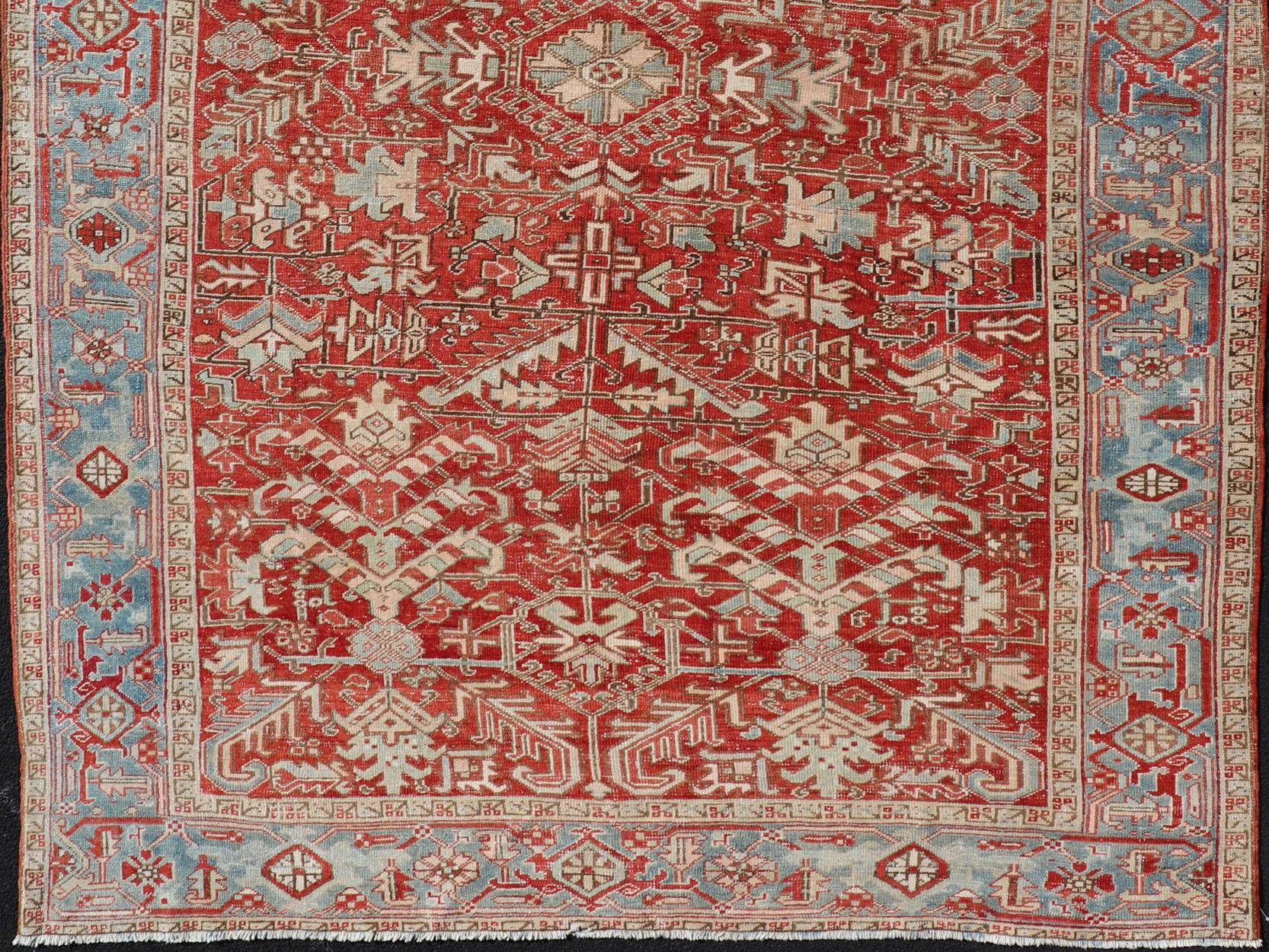 Antique Persian All-Over Heriz Rug with All-Over Geometric Design For Sale 8