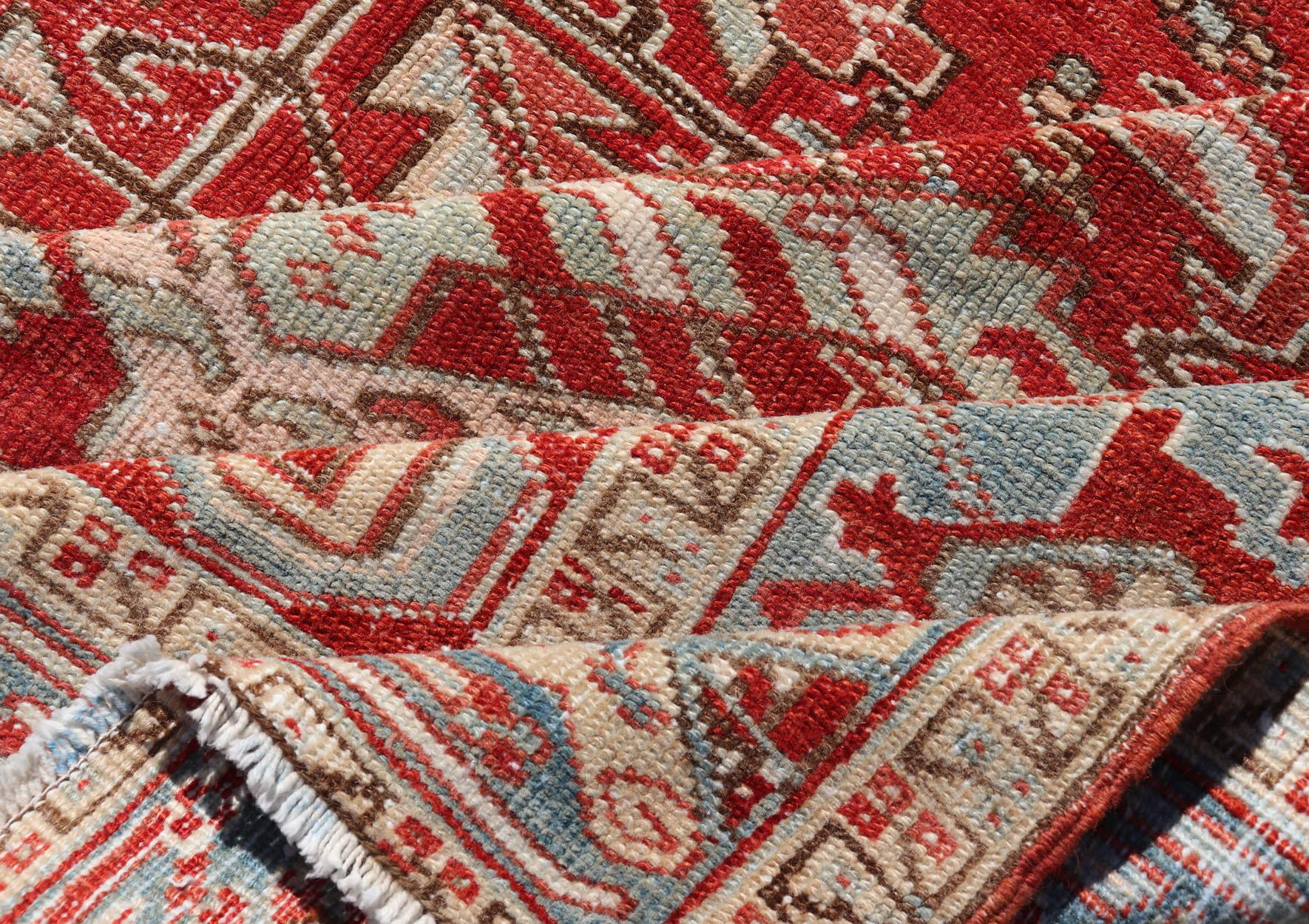 Antique Persian All-Over Heriz Rug with All-Over Geometric Design For Sale 9