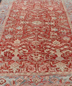 Antique Persian All-Over Heriz Rug with All-Over Geometric Design