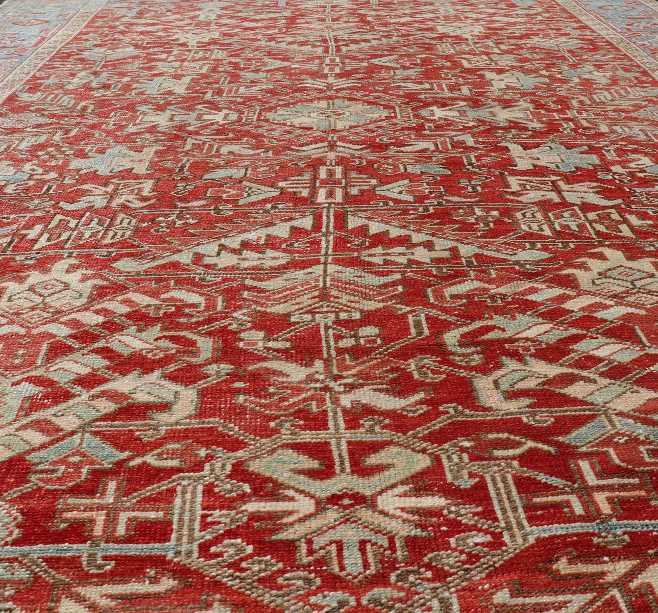 Heriz Serapi Antique Persian All-Over Heriz Rug with All-Over Geometric Design For Sale