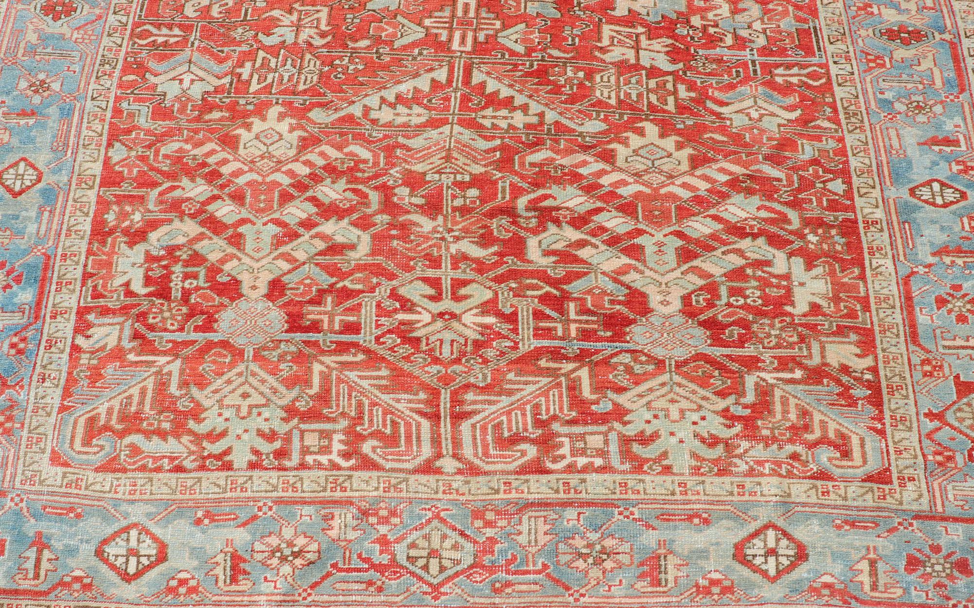 Antique Persian All-Over Heriz Rug with All-Over Geometric Design For Sale 2