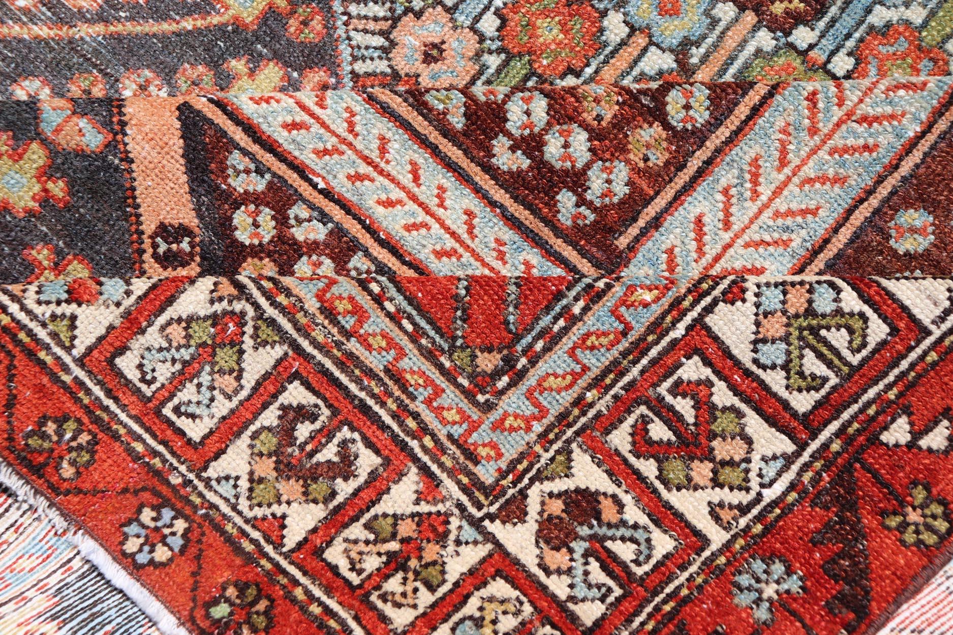 Antique Persian All-Over Large Diamond Design Bakhtiari Rug in Multi ...