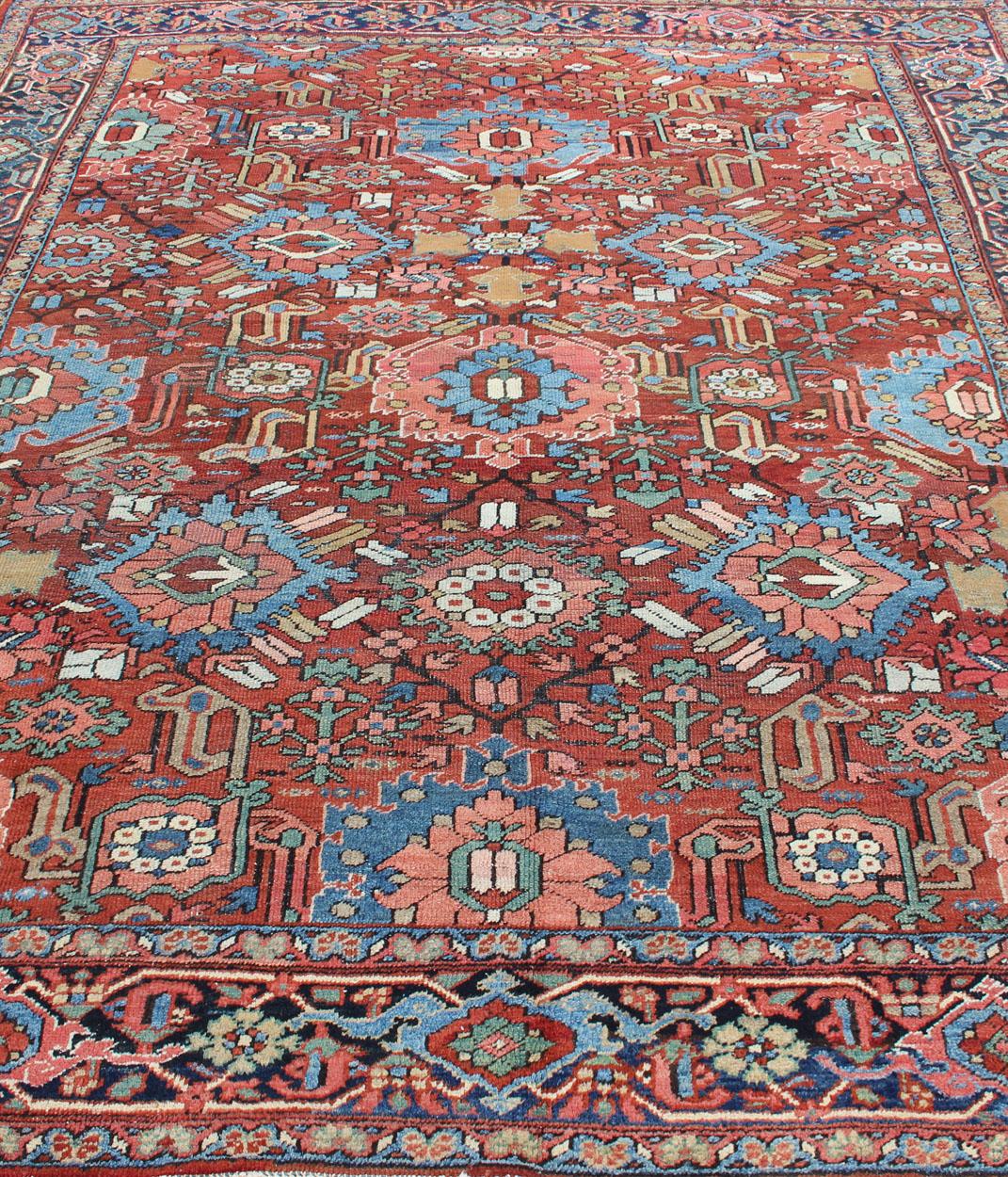 Antique Persian All-Over Serapi-Heriz Rug with All-Over Geometric Design For Sale 12