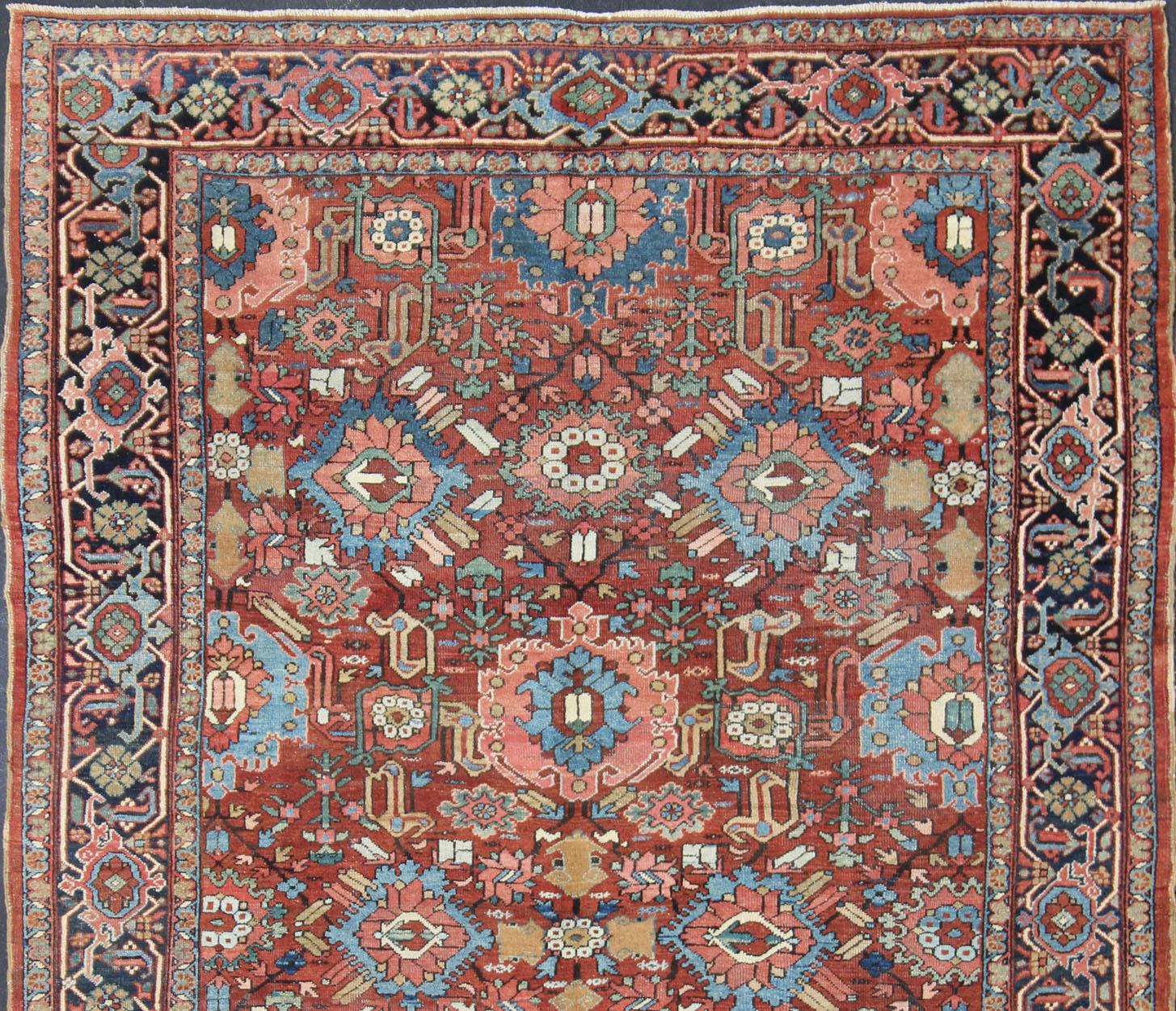 Antique Persian all-over Serapi-Heriz rug with all-over geometric design. Keivan Woven Arts / Rug / 13-0509, country of origin / type: Iran /Serapi-Heriz, circa 1910. 
Antique Heriz, Antique Serapi, antique Goravan Heriz
This antique Serapi-Heriz