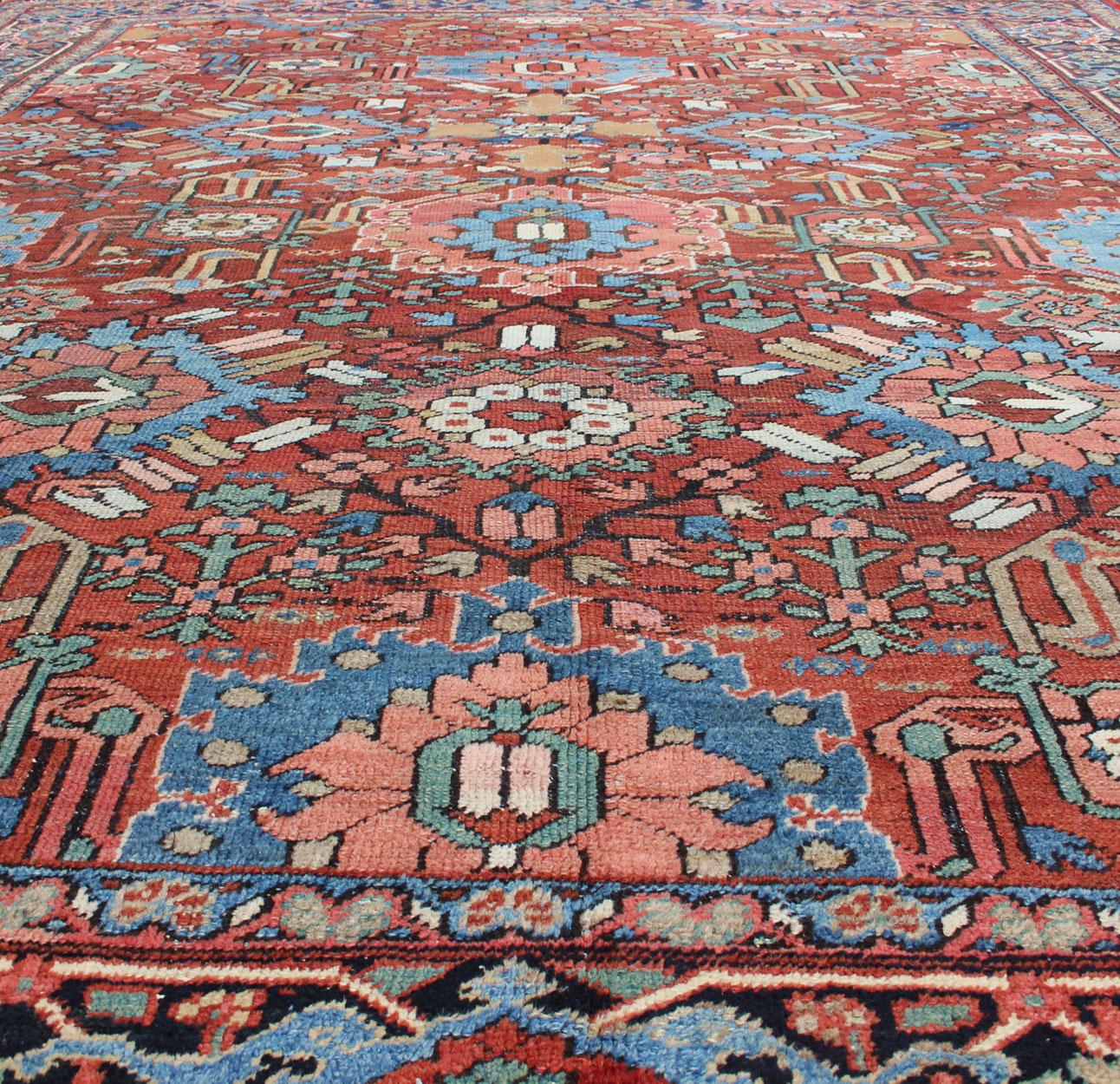 Antique Persian All-Over Serapi-Heriz Rug with All-Over Geometric Design For Sale 13
