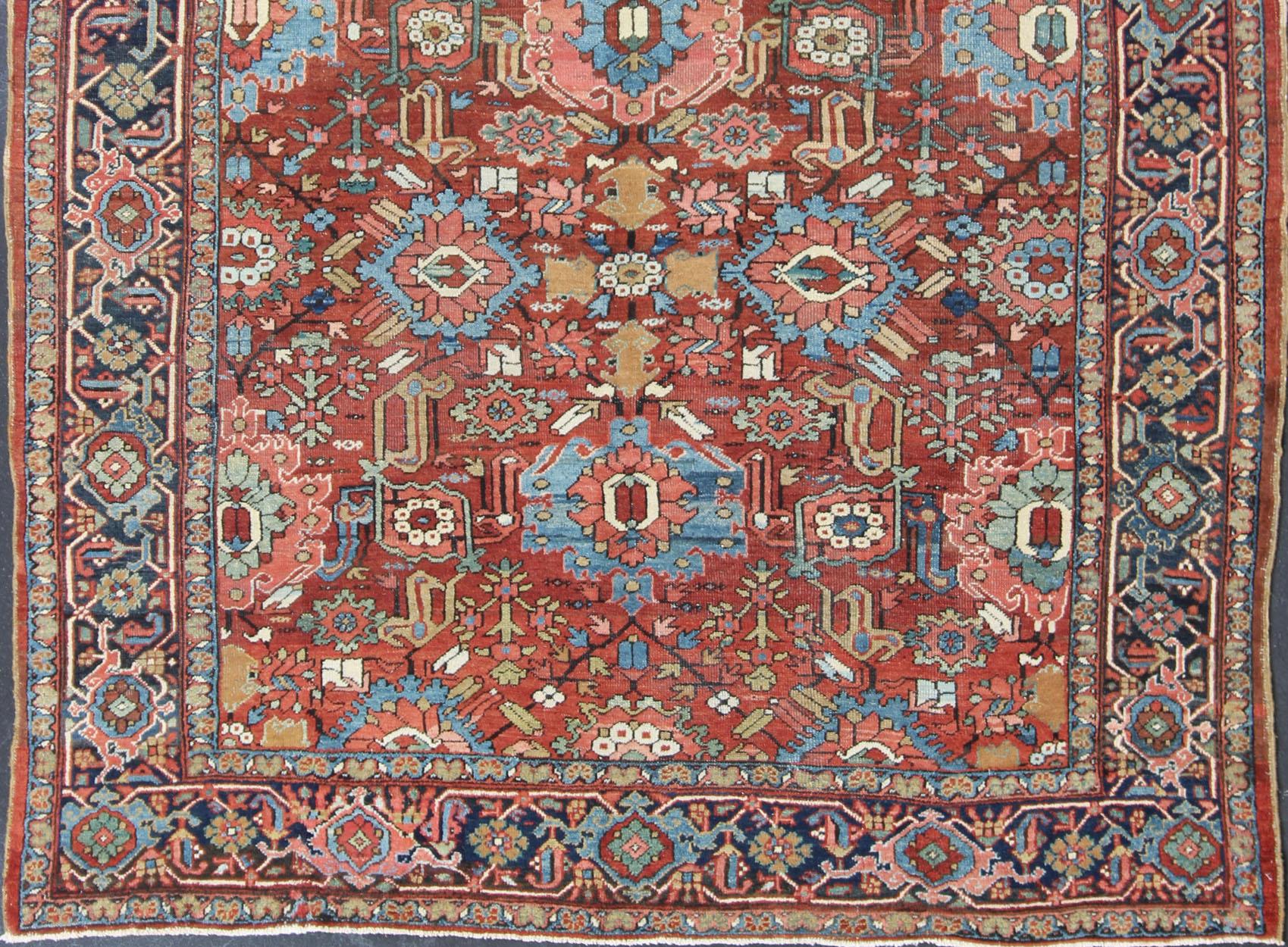 Heriz Serapi Antique Persian All-Over Serapi-Heriz Rug with All-Over Geometric Design For Sale