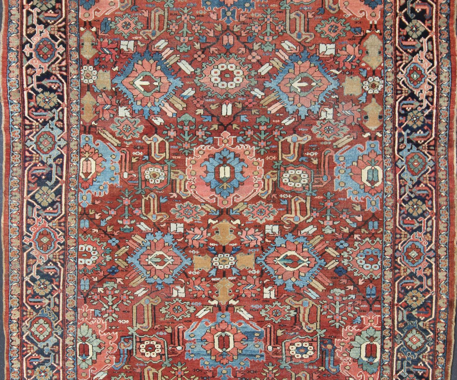 Hand-Knotted Antique Persian All-Over Serapi-Heriz Rug with All-Over Geometric Design For Sale
