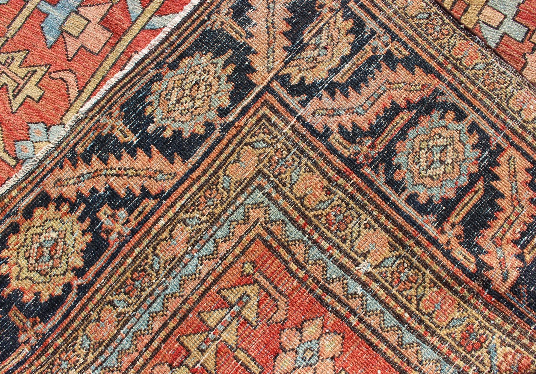   Antique Persian Serapi Rug with All-Over Geometric Design For Sale 5