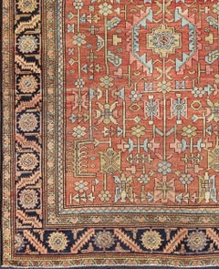 Antique Persian Serapi Rug with All-Over Geometric Design