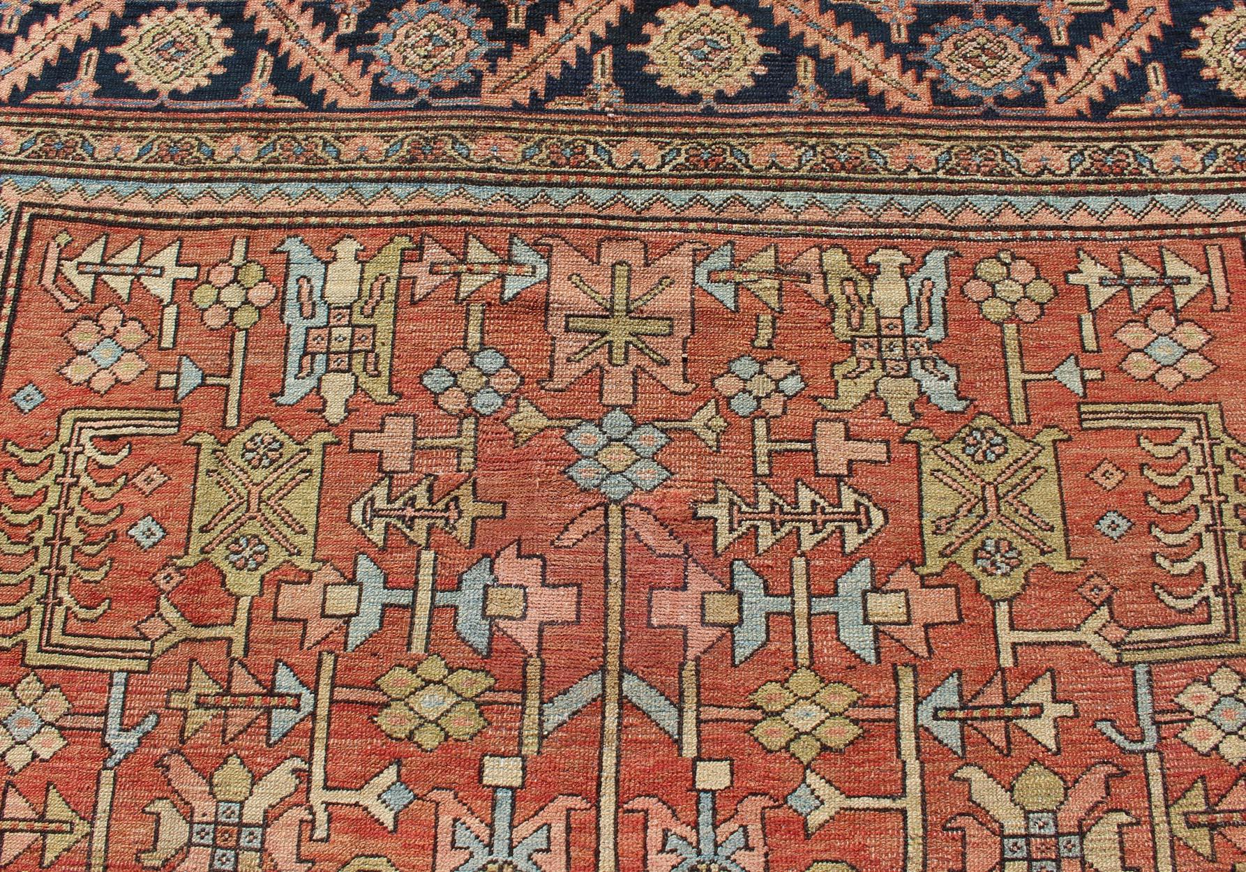   Antique Persian Serapi Rug with All-Over Geometric Design For Sale 1