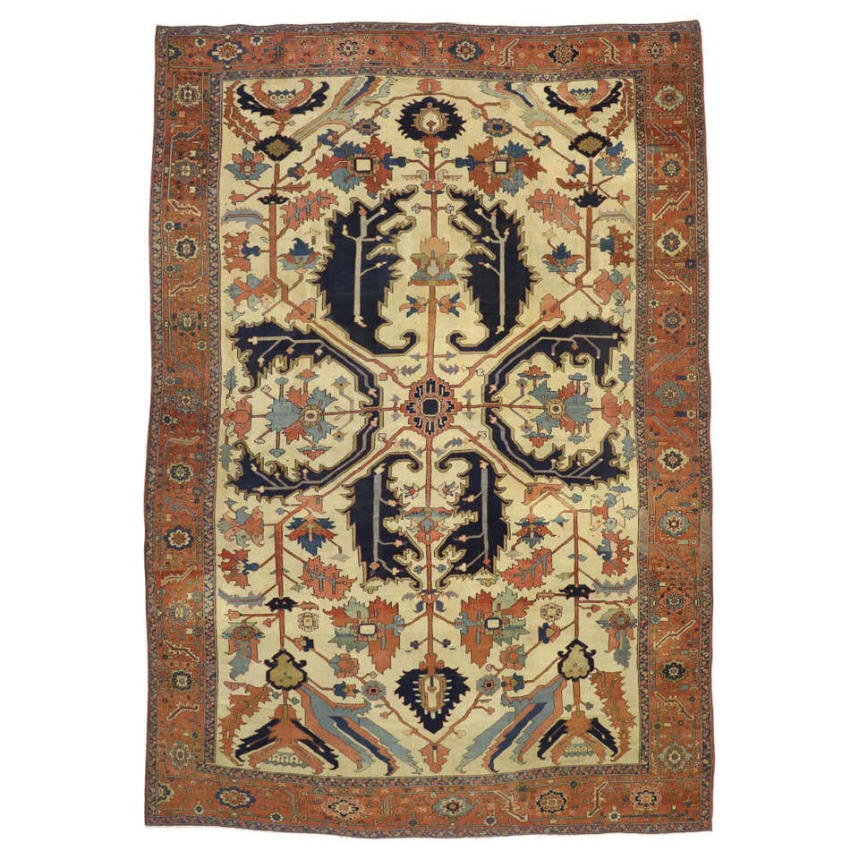 Antique Persian Serapi Rug with English Tudor Traditional Style For ...